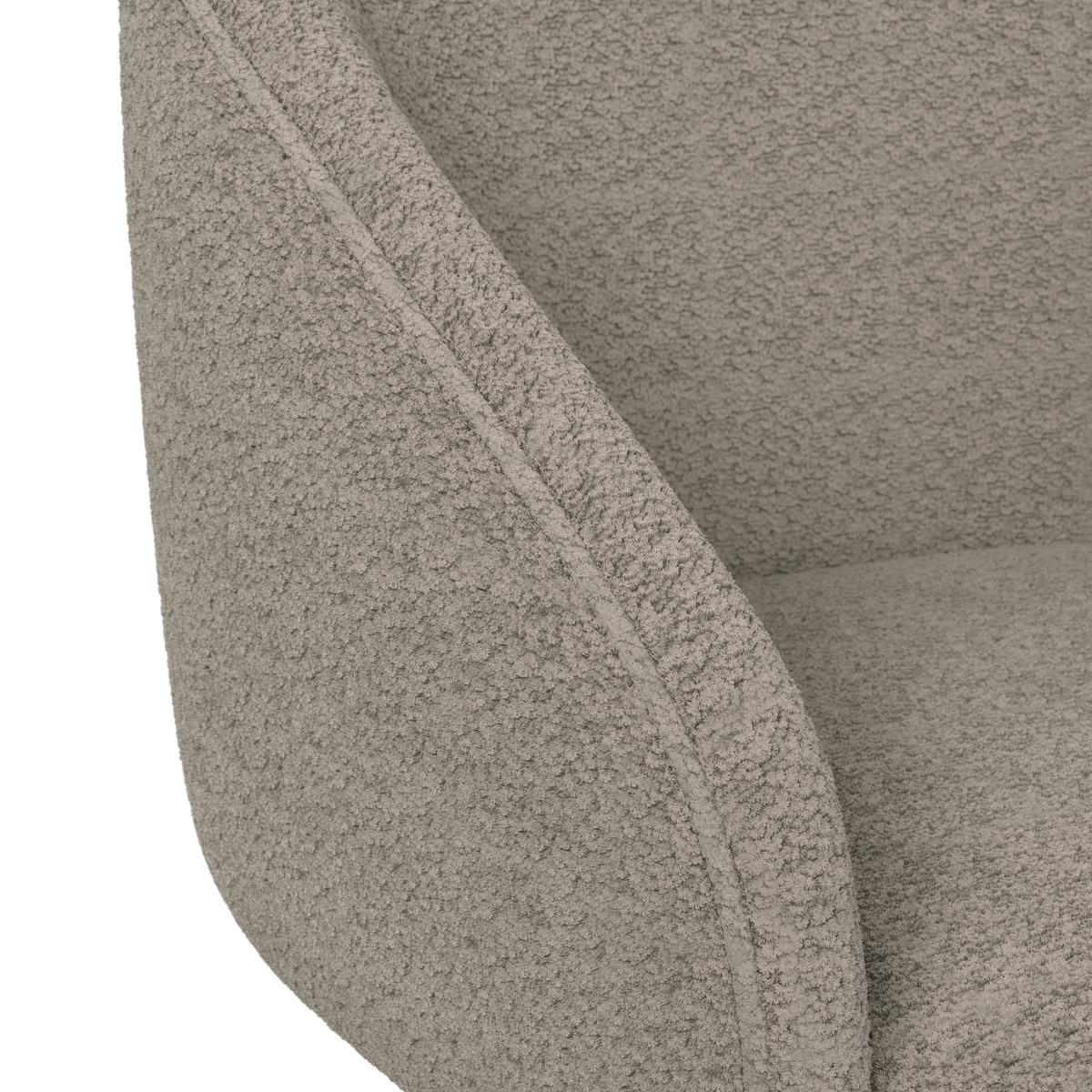 Armlehnstuhl Maia Grau Chenille Drehbar Gepolstert - Grau, MODERN, Textil/Metall (60/84,5/59cm) - Bessagi Home