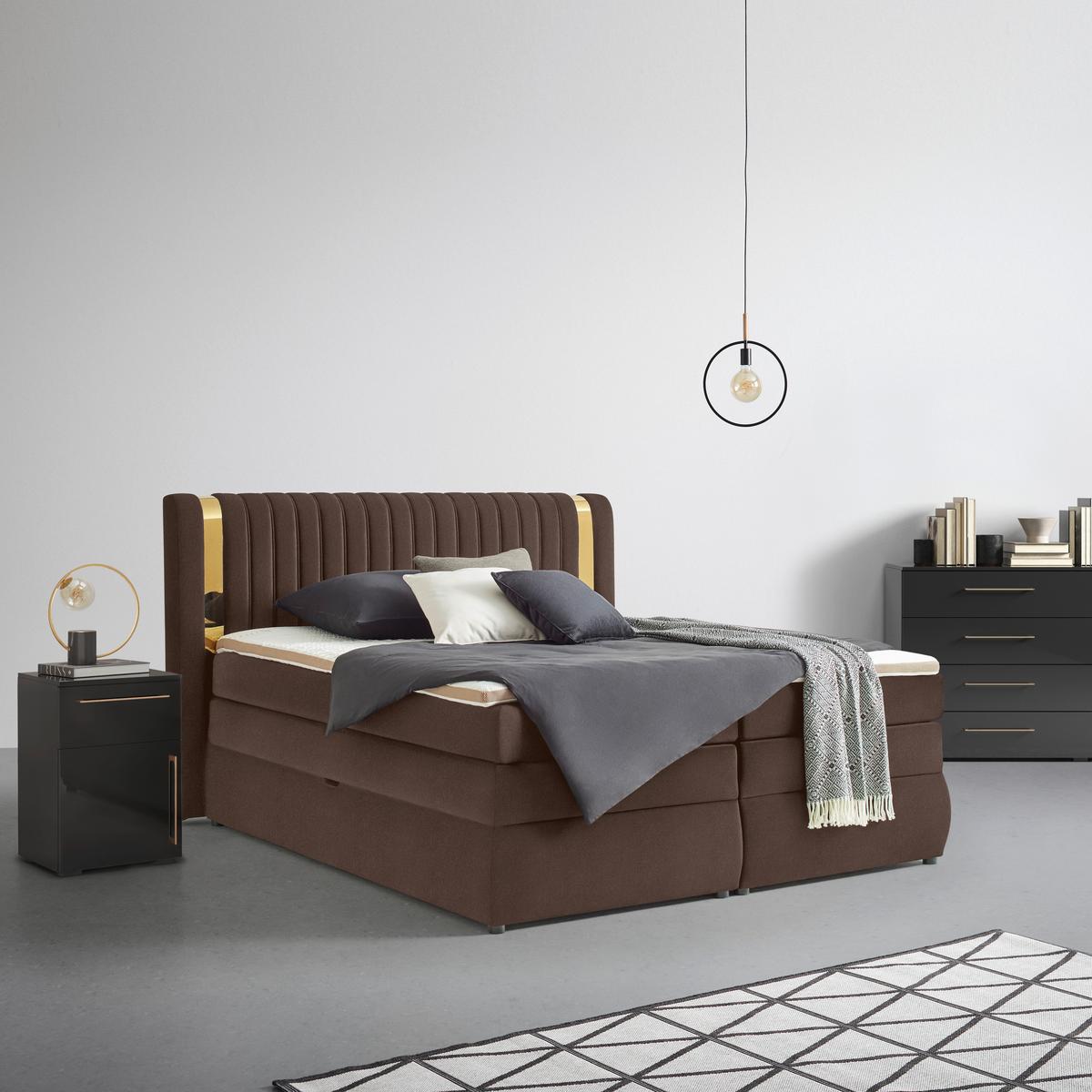 PAT BOXSPRING MINOLA GOLD EXKLUZIV - alună, Konventionell, textil (160/200cm) - Premium Living
