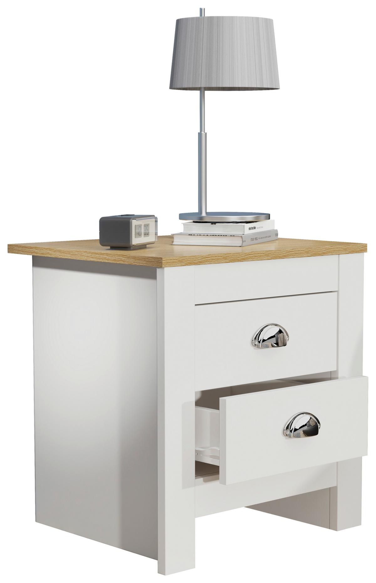 NACHTTISCH BALUSA - Honigeiche/Weiss, Modern, Holzwerkstoff/Metall (45/48/39,5cm) - MID.YOU