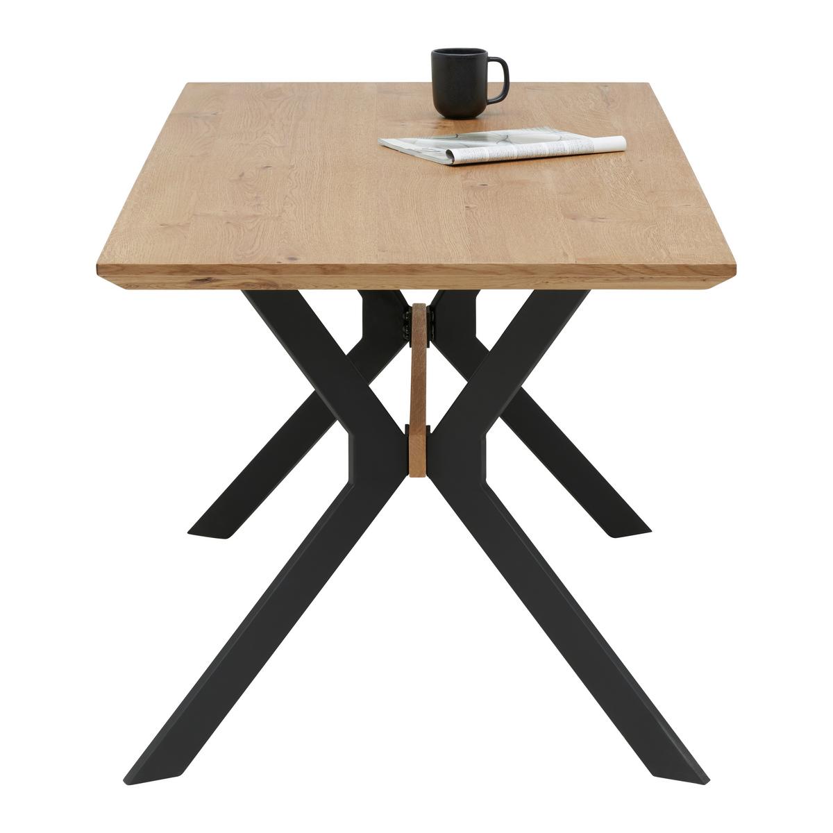 Esstisch Rupert in Schwarz/Eichefarben - Eichefarben/Schwarz, Basics, Holzwerkstoff/Metall (160/80/76cm) - Zandiara
