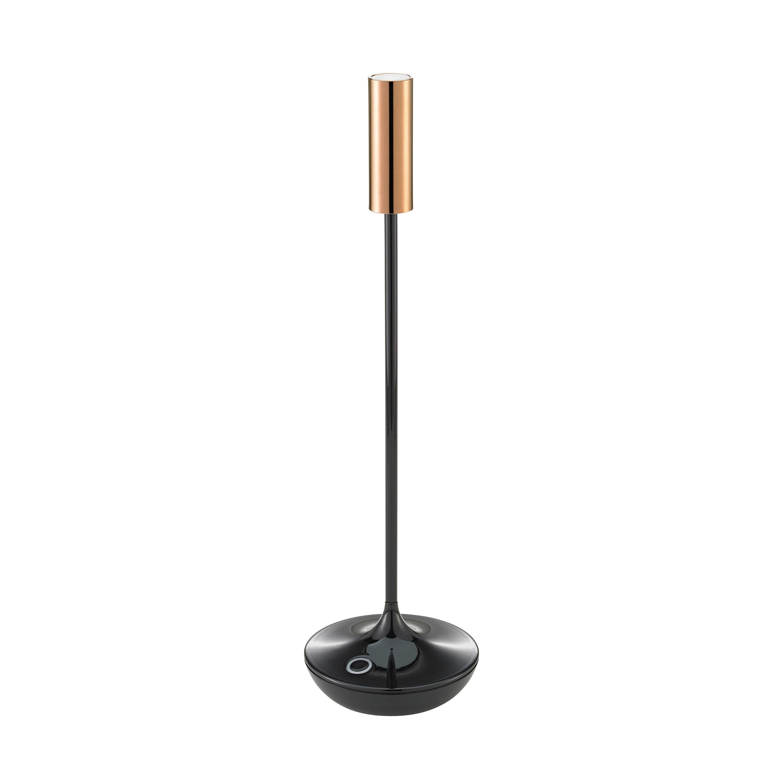 LAMPA STOŁOWA Z AKUMULATOREM 4564101 NUCANDLE - kolor miedziany/czarny wysoki połysk, Design, metal (8,5/8,5/30cm) - Sigor
