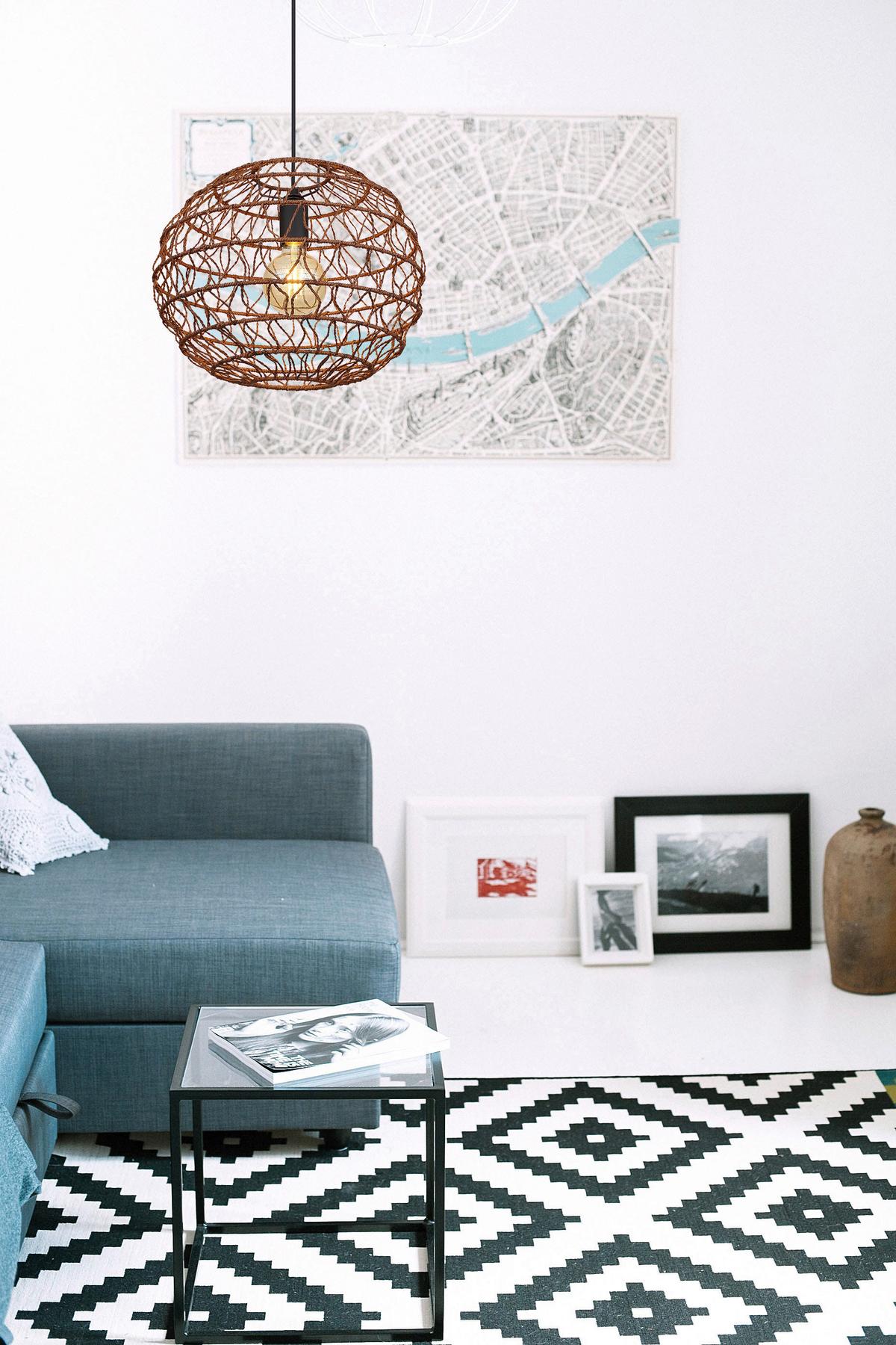 Svjetiljka Viseća 15689h1b - tamno smeđa/crna, Natur, papir/metal (39/120cm) - Globo