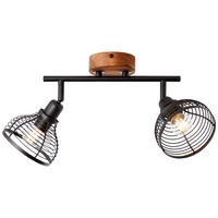 Strahler Avia Braun/Schwarz max. 40 Watt - Schwarz/Braun, Natur, Holz/Metall (17/33/16,5cm) - Brilliant