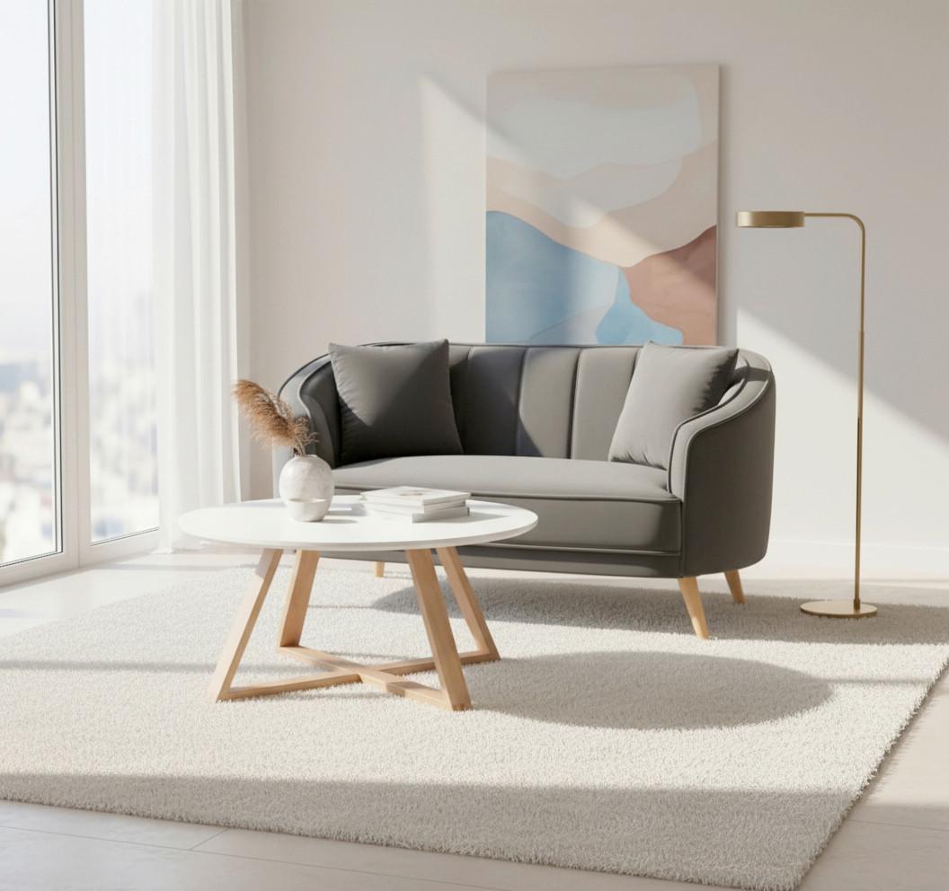 2-SITS SOFFA HOPE - grå/naturfärgad, Modern, trä/textil (141/77/73cm) - Bessagi Home