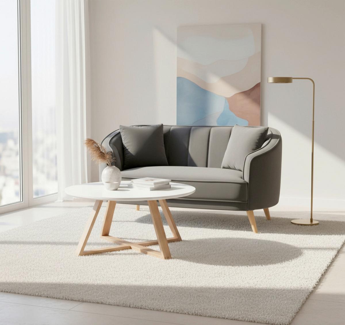 Dvosed Hope, Siva, Žamet - siva/naravne barve, Moderno, tekstil/les (141/77/73cm) - Bessagi Home