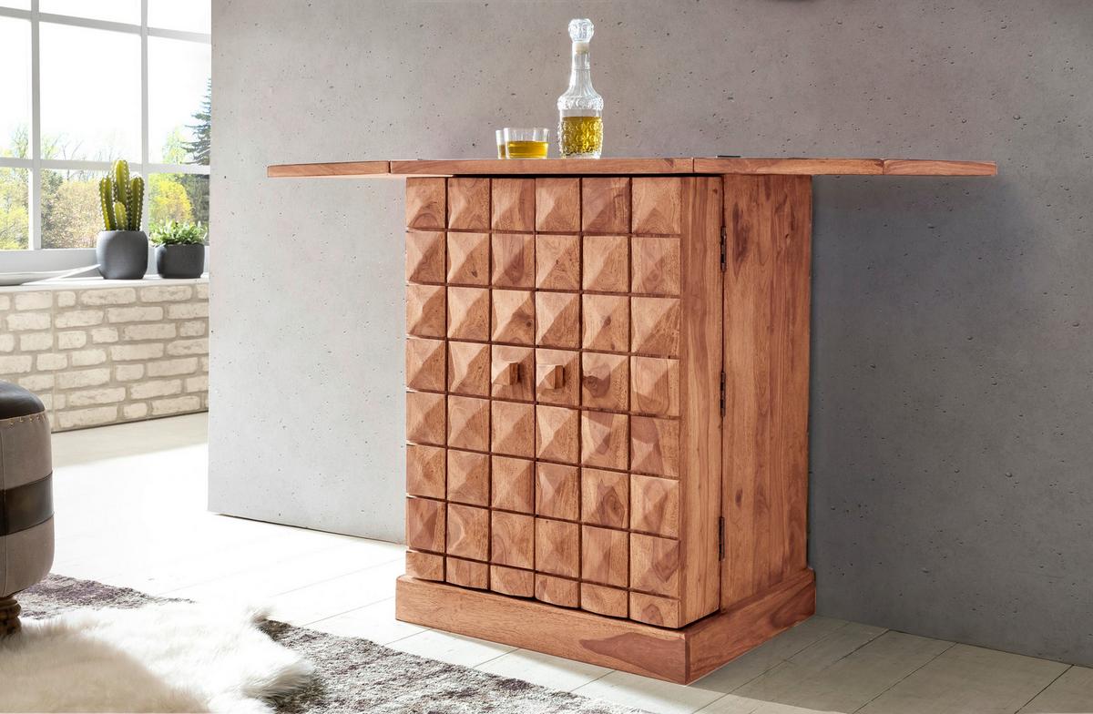Barschrank ca. 64x91 cm Akazie massiv - Akaziefarben, Design, Holz (65/91/50cm) - MID.YOU