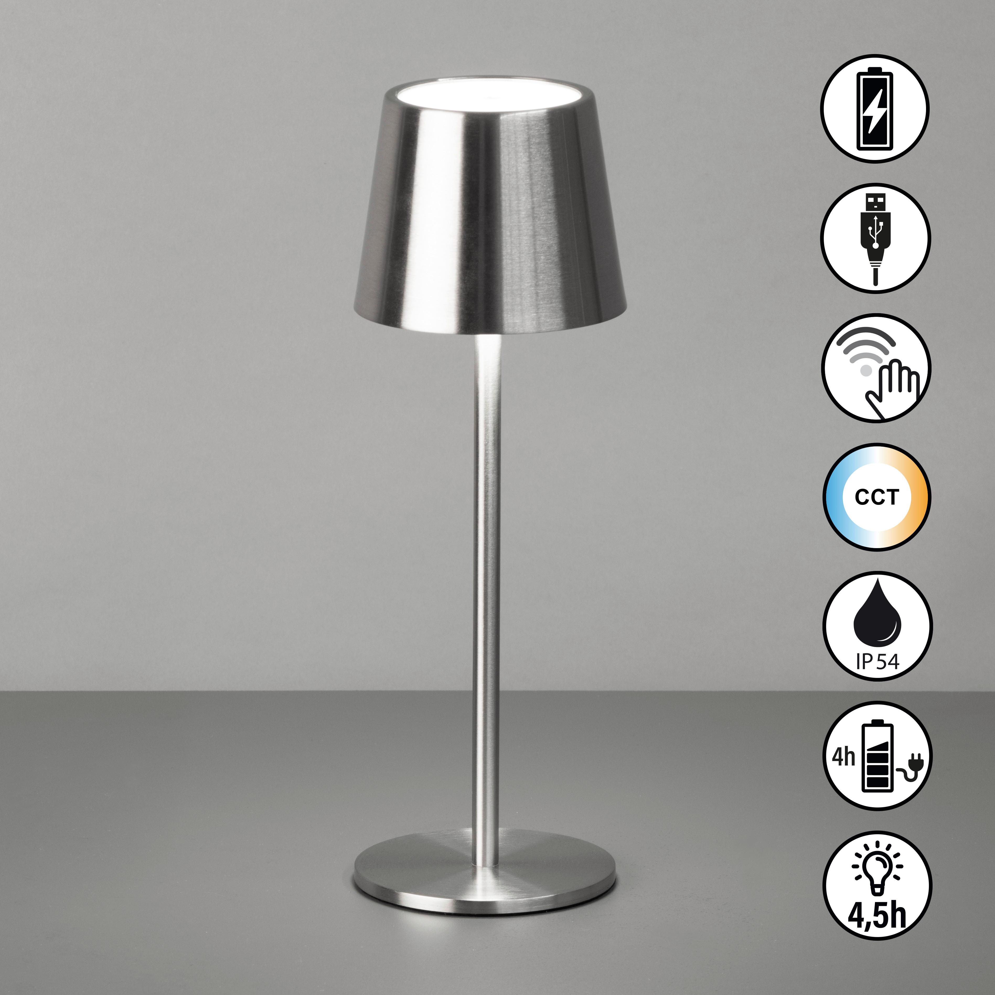 LAMPA STOŁOWA Z AKUMULATOREM 850501 ROXI - kolor niklowy, Konventionell, metal (9/27,5cm)