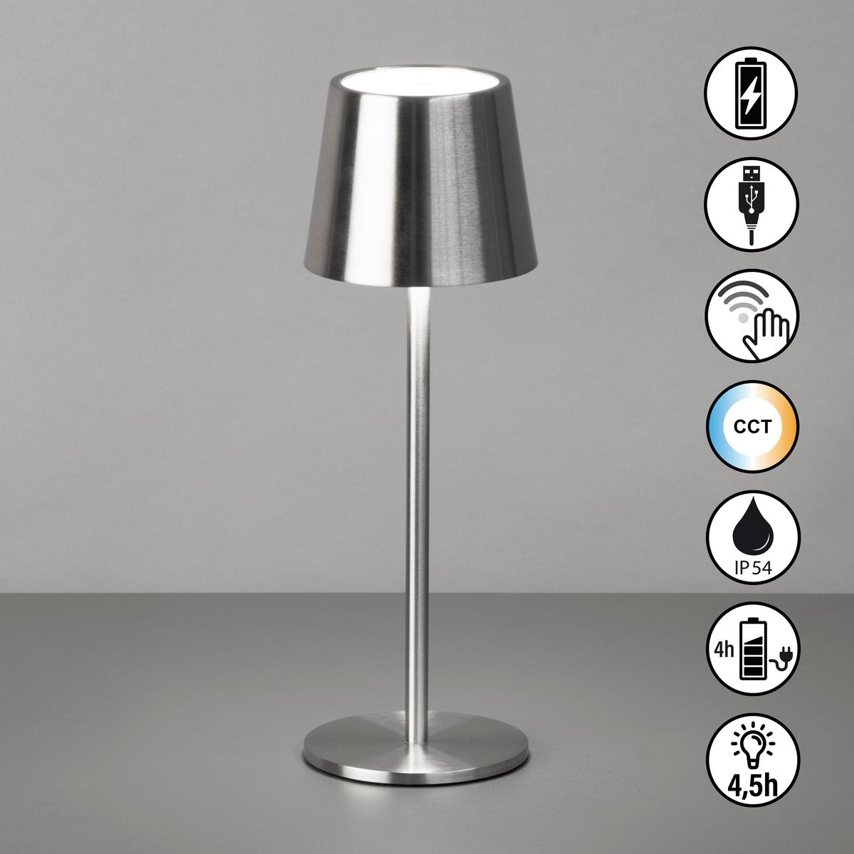 LAMPA STOŁOWA Z AKUMULATOREM 850501 ROXI - kolor niklowy, Konventionell, metal (9/27,5cm)