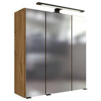 Spiegelschrank Manchester mit LED 3-türig ca. 60x64 cm Eiche - MODERN, Glas/Holzwerkstoff (60/64/20cm) - Held