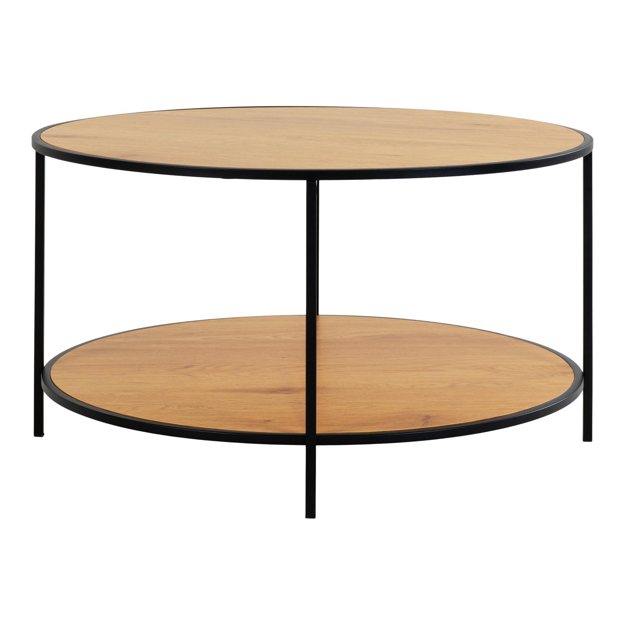 Couchtisch Vita Eichefarben ca. 80x80x45 cm - Eichefarben/Schwarz, Design, Holzwerkstoff/Metall (80/80/45cm) - MID.YOU