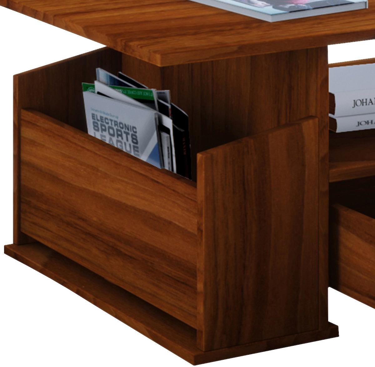 Couchtisch in Nussbaumfarbe Junata - Silberfarben/Nussbaumfarben, Basics, Holzwerkstoff/Kunststoff (110/52/44cm) - MID.YOU