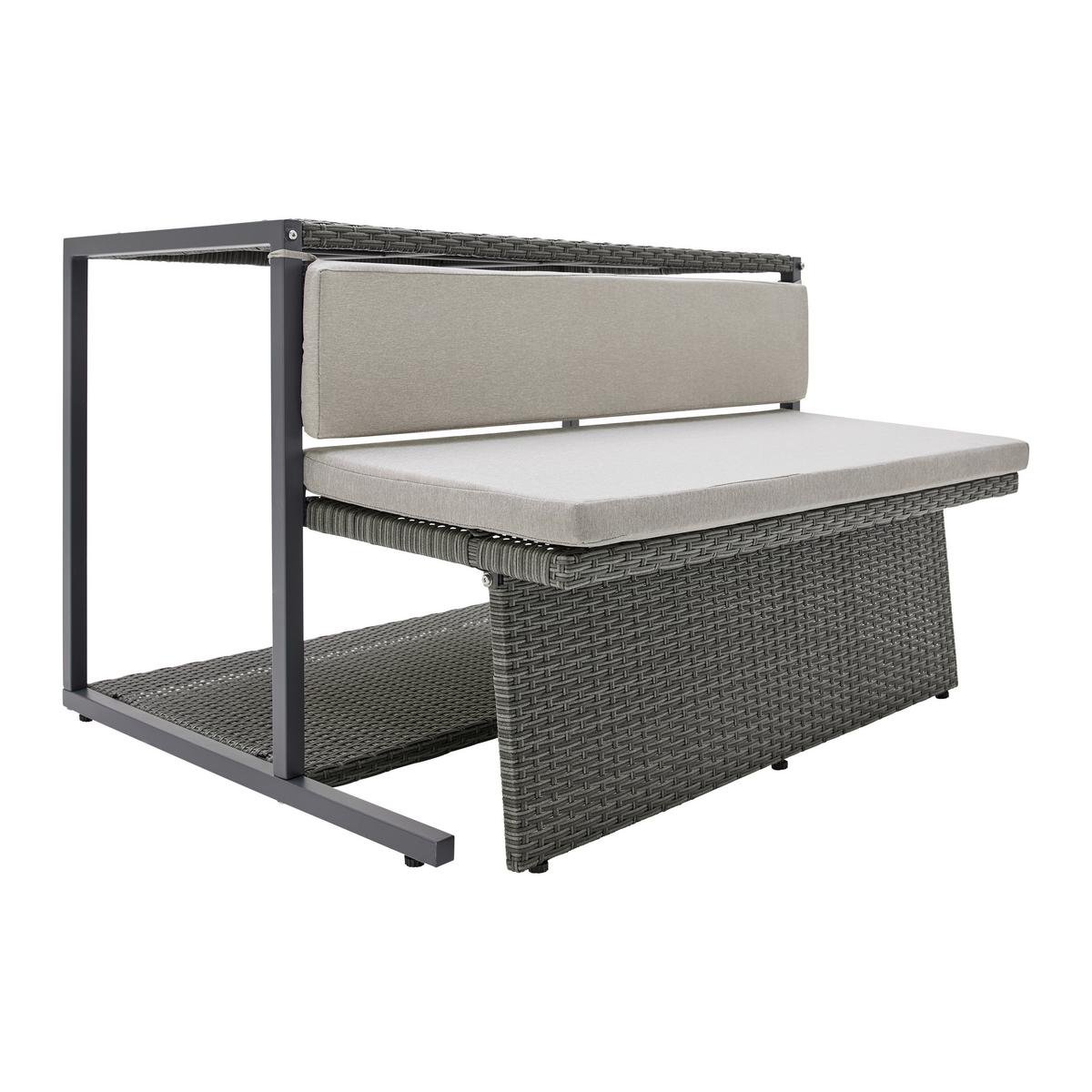 Balkonszett Mario Ii - világosszürke/szürke, Modern, műanyag/textil (120/75/105cm) - Bessagi Garden