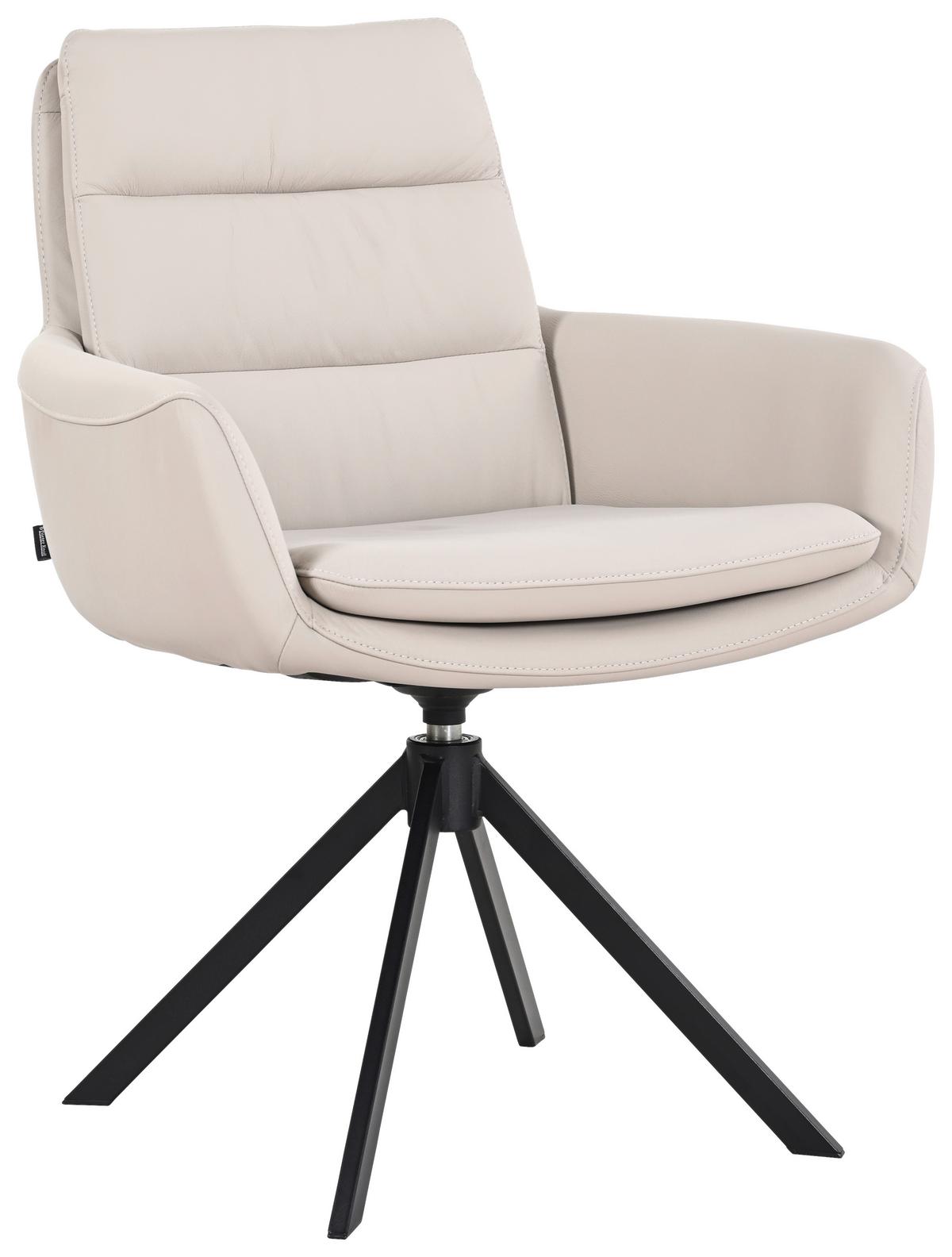 KRZESŁO Z PODŁOKIETNIKAMI EVEREST -EXKLUSIV- - czarny/taupe, Design, skóra/metal (62,5/86,5/66,5cm) - Dieter Knoll