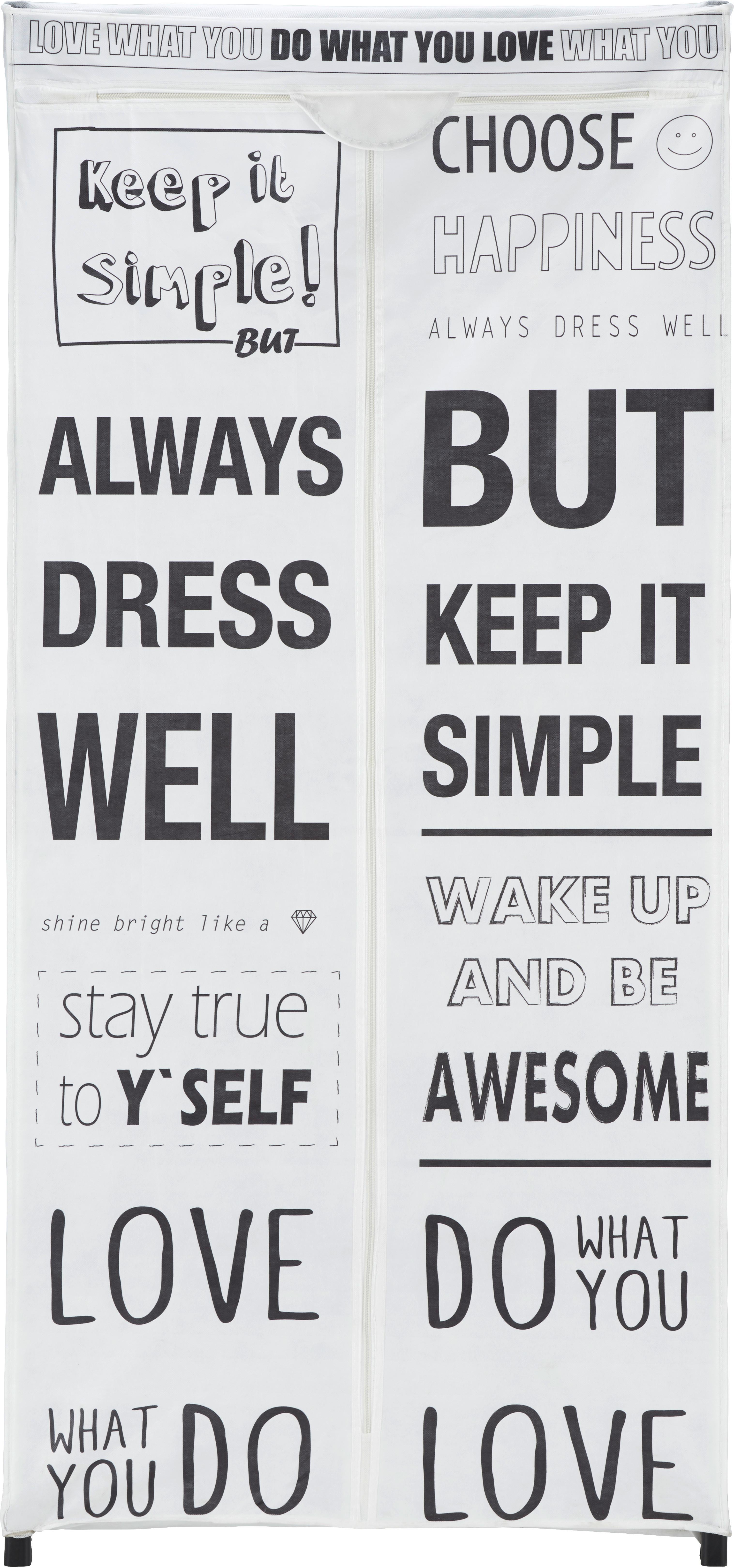 Schrank Weiß/Schwarz - Schwarz/Weiß, LIFESTYLE, Textil/Metall (75/160/50cm) - Mömax