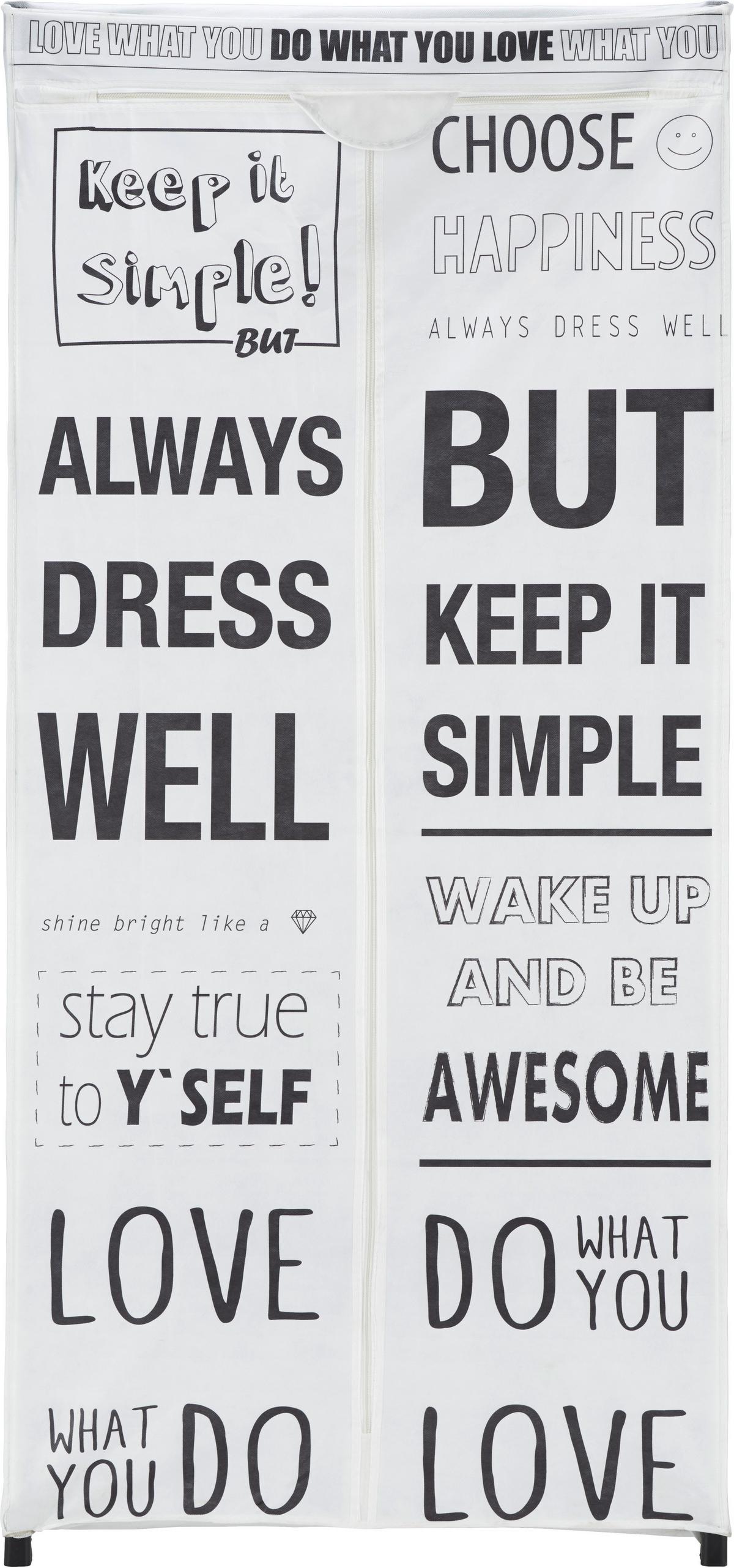 Schrank Weiß/Schwarz - Schwarz/Weiß, LIFESTYLE, Textil/Metall (75/160/50cm) - Mömax