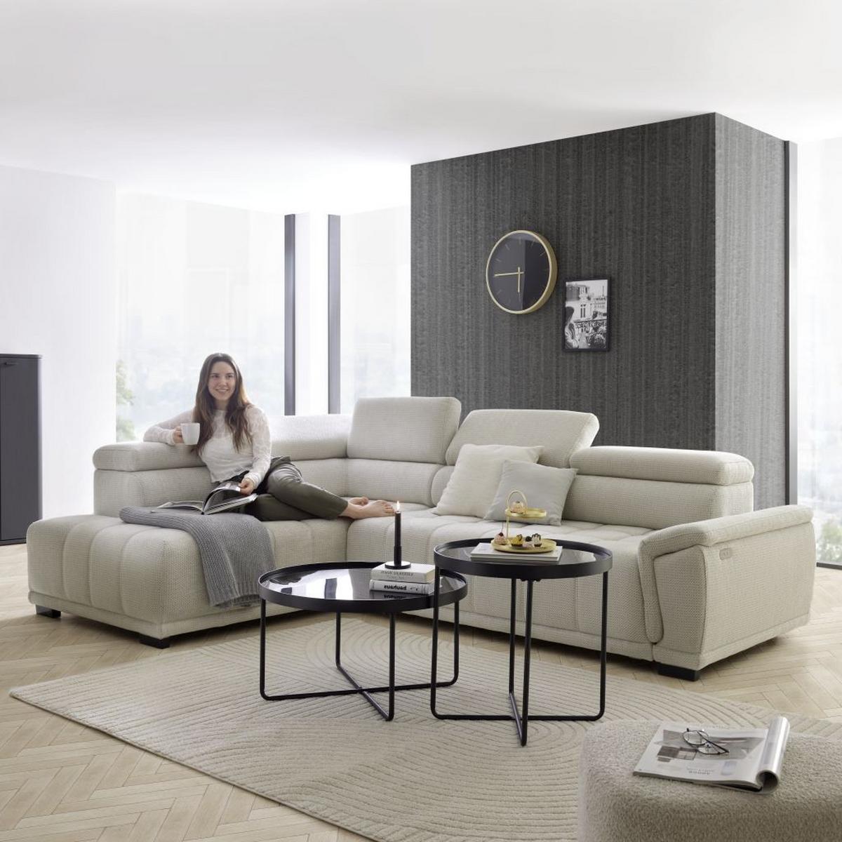 Kutna Garnitura Gremio - sivo-bijela/crna, Moderno, tekstil/plastika (206/283cm) - Modern Living