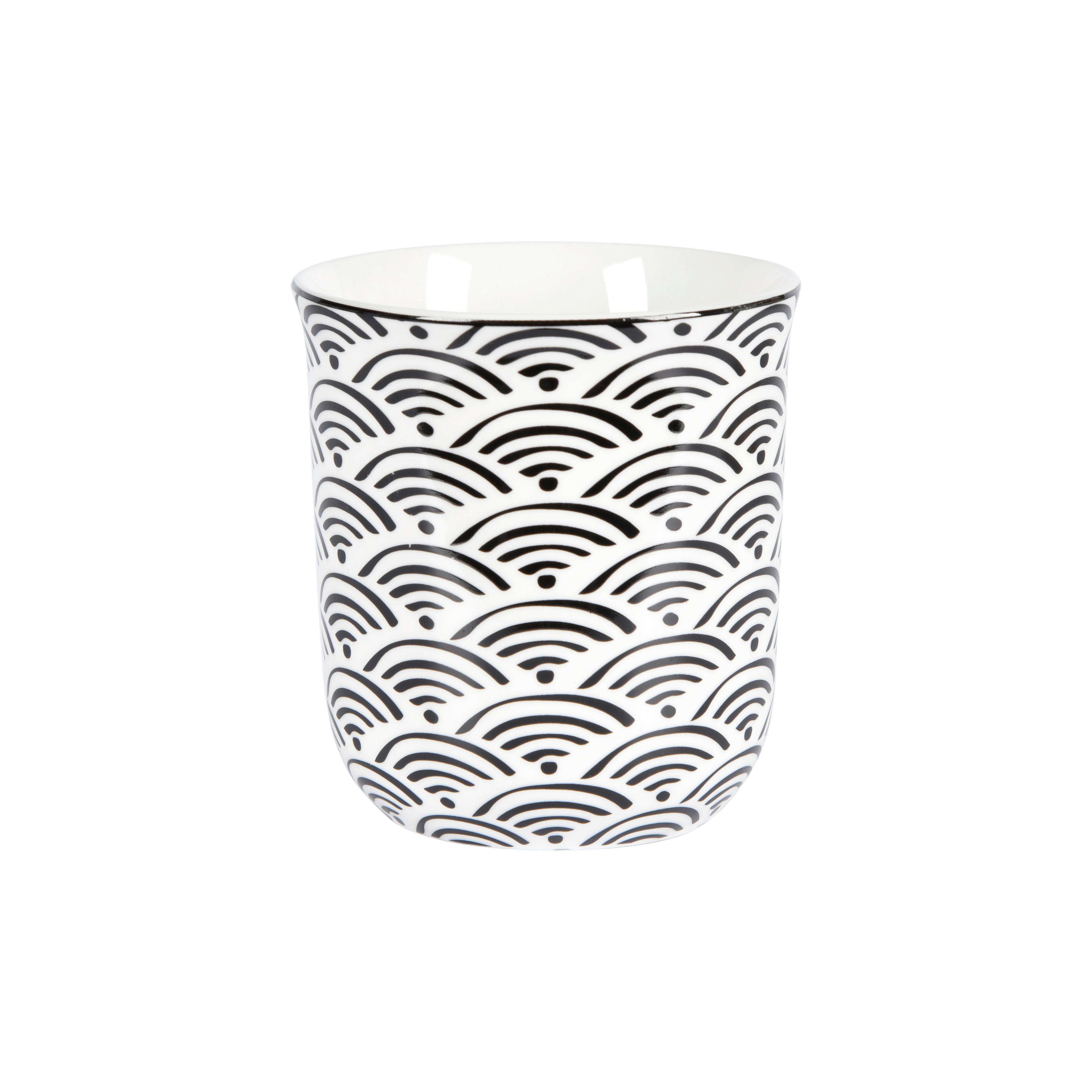 Kaffeebecher Shiva aus Porzellan ca. 300ml - Schwarz/Weiß, LIFESTYLE, Keramik (8,4/9,2cm) - Mömax
