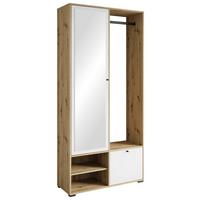 Garderobe Dino ca. 90x190 cm Eiche Artisan/Weiß - Weiß/Eiche Artisan, Trend, Holzwerkstoff (90/190/33cm) - P & B
