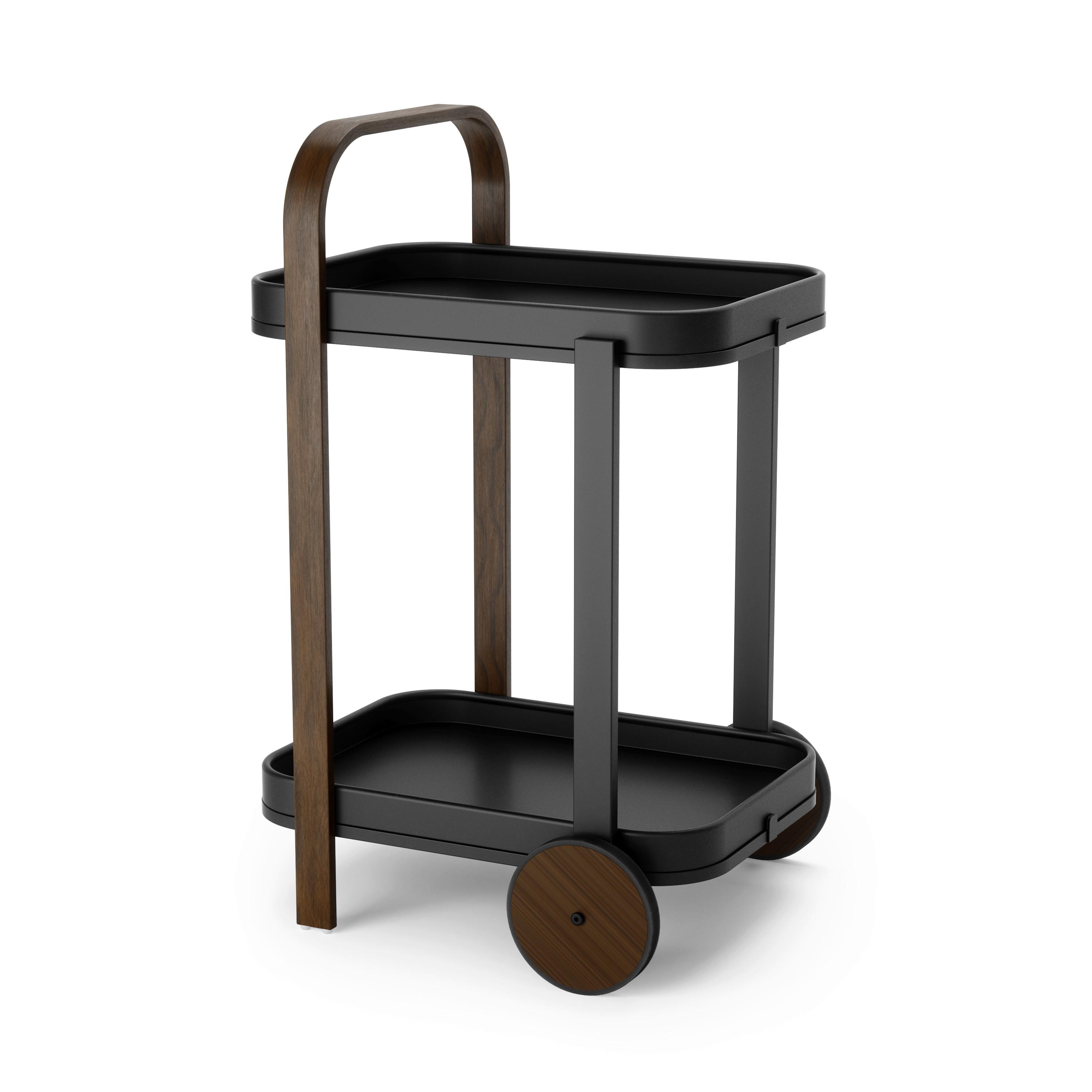 Servierwagen Schwarz/Walnussfarben - Walnussfarben/Schwarz, KONVENTIONELL, Metall (44/80/50cm) - Umbra