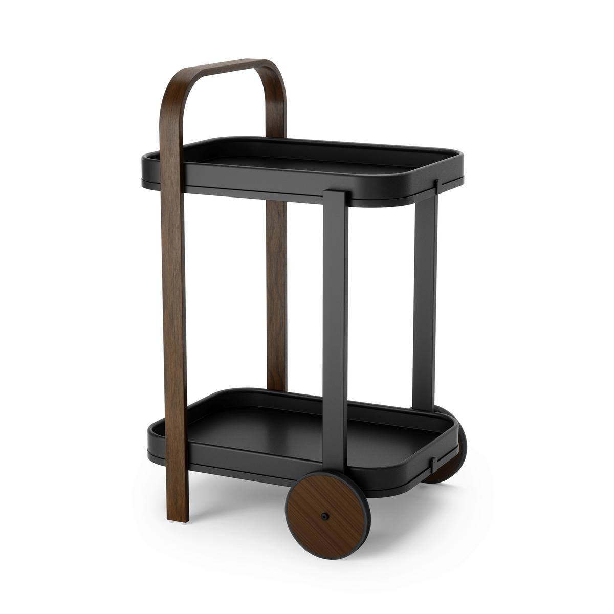 Servierwagen Schwarz/Walnussfarben - Walnussfarben/Schwarz, KONVENTIONELL, Metall (44/80/50cm) - Umbra