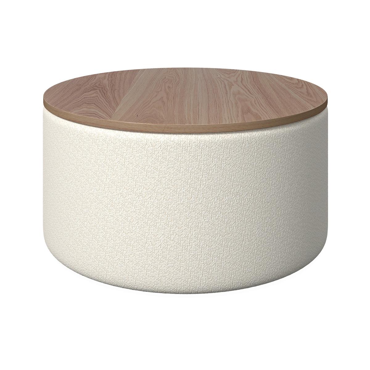 Couchtisch mit Stauraum Elliot Bouclé Weiß - Naturfarben/Weiß, MODERN, Holz/Holzwerkstoff (70/35cm) - Bessagi Home