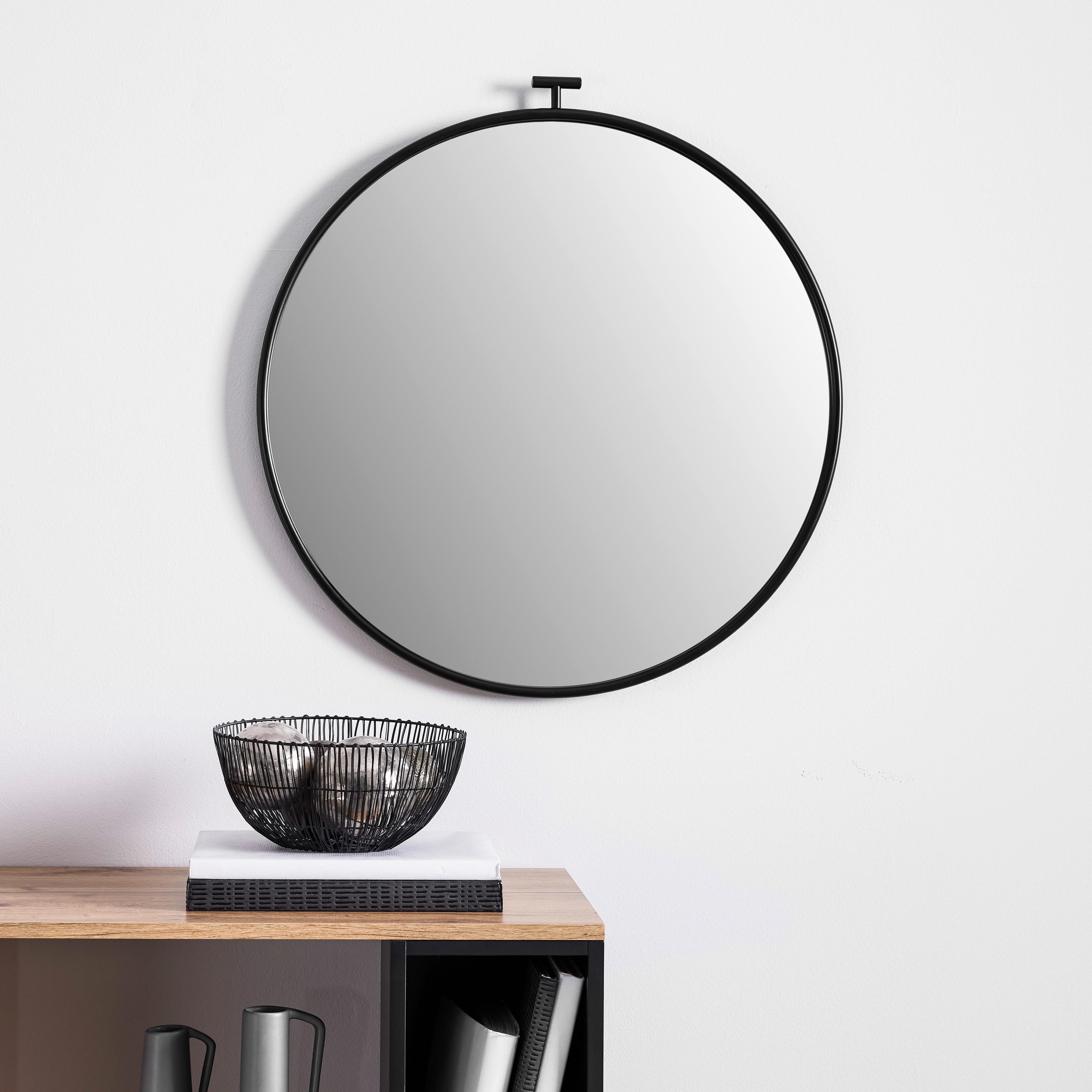 Spiegel Meo Ø 60cm Schwarz - Schwarz, MODERN, Glas/Metall (60/63/2cm) - Bessagi Home