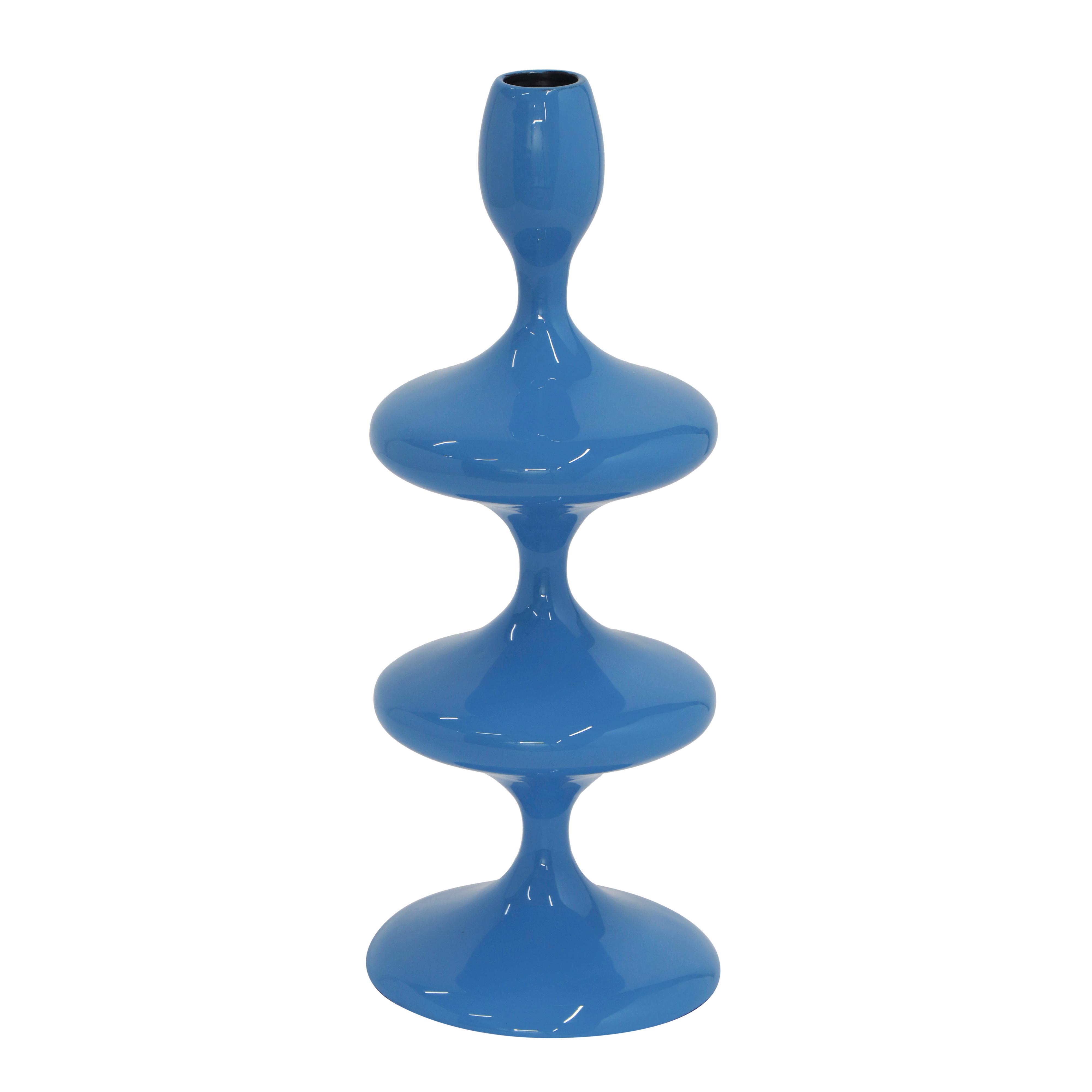 Stabkerzenhalter Laureen Blau - Blau, Basics, Metall (11/28/11cm)
