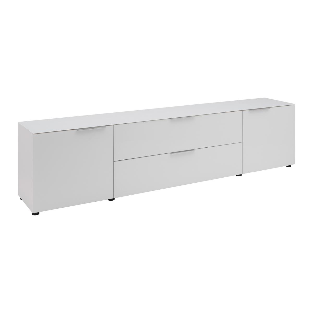 TV-Element Siena Weiß - Chromfarben/Schwarz, MODERN, Glas/Holzwerkstoff (226/55/40cm) - Premium Living