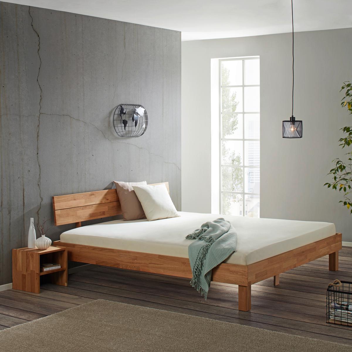 Bett aus Eiche massiv ca. 200x200cm - Eichefarben, KONVENTIONELL, Holz (200/200cm) - ecoTree