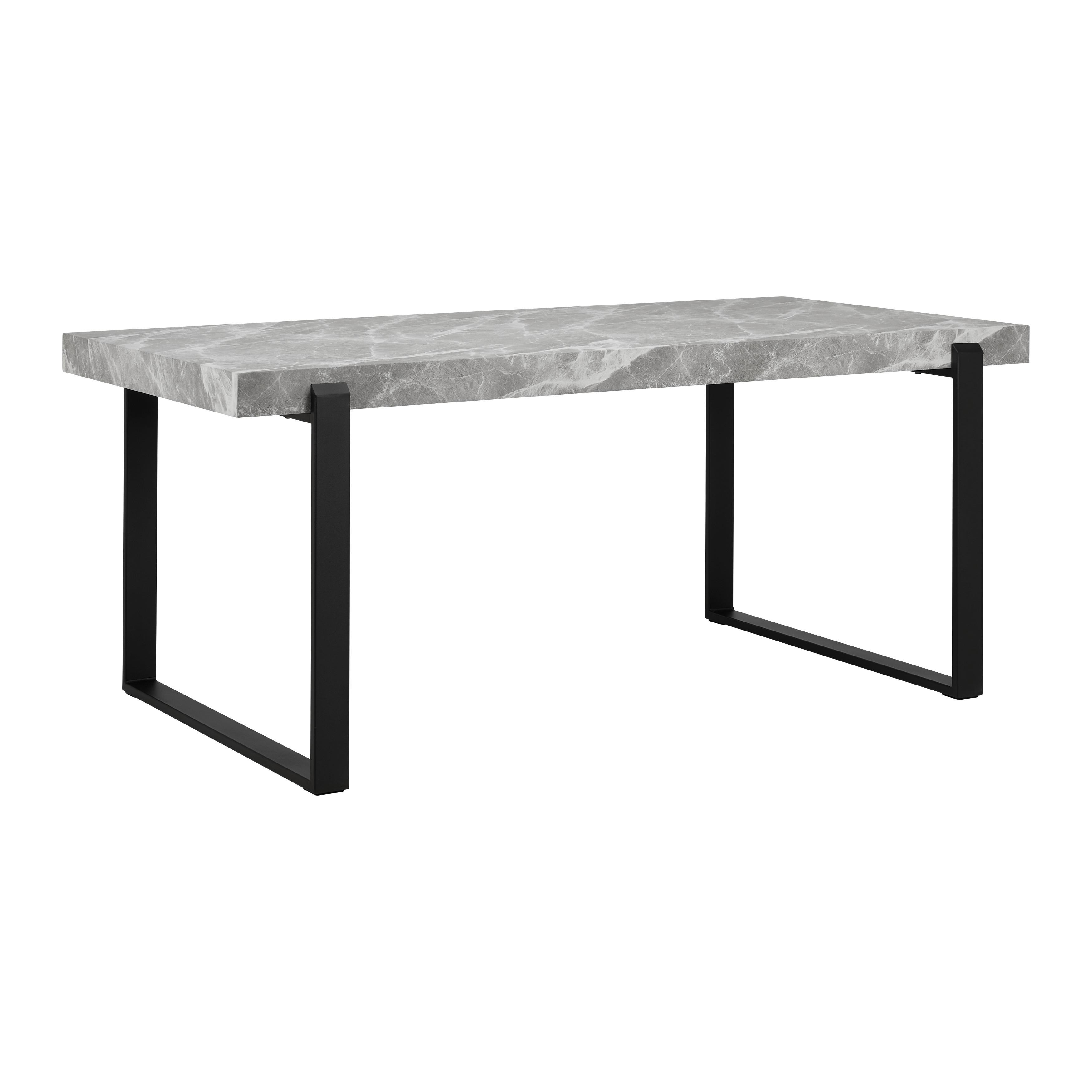 Esstisch Mila Marmoroptik Grau MDF ca. 180x90 cm - Schwarz/Grau, MODERN, Holzwerkstoff/Metall (180/90/76cm) - Bessagi Home