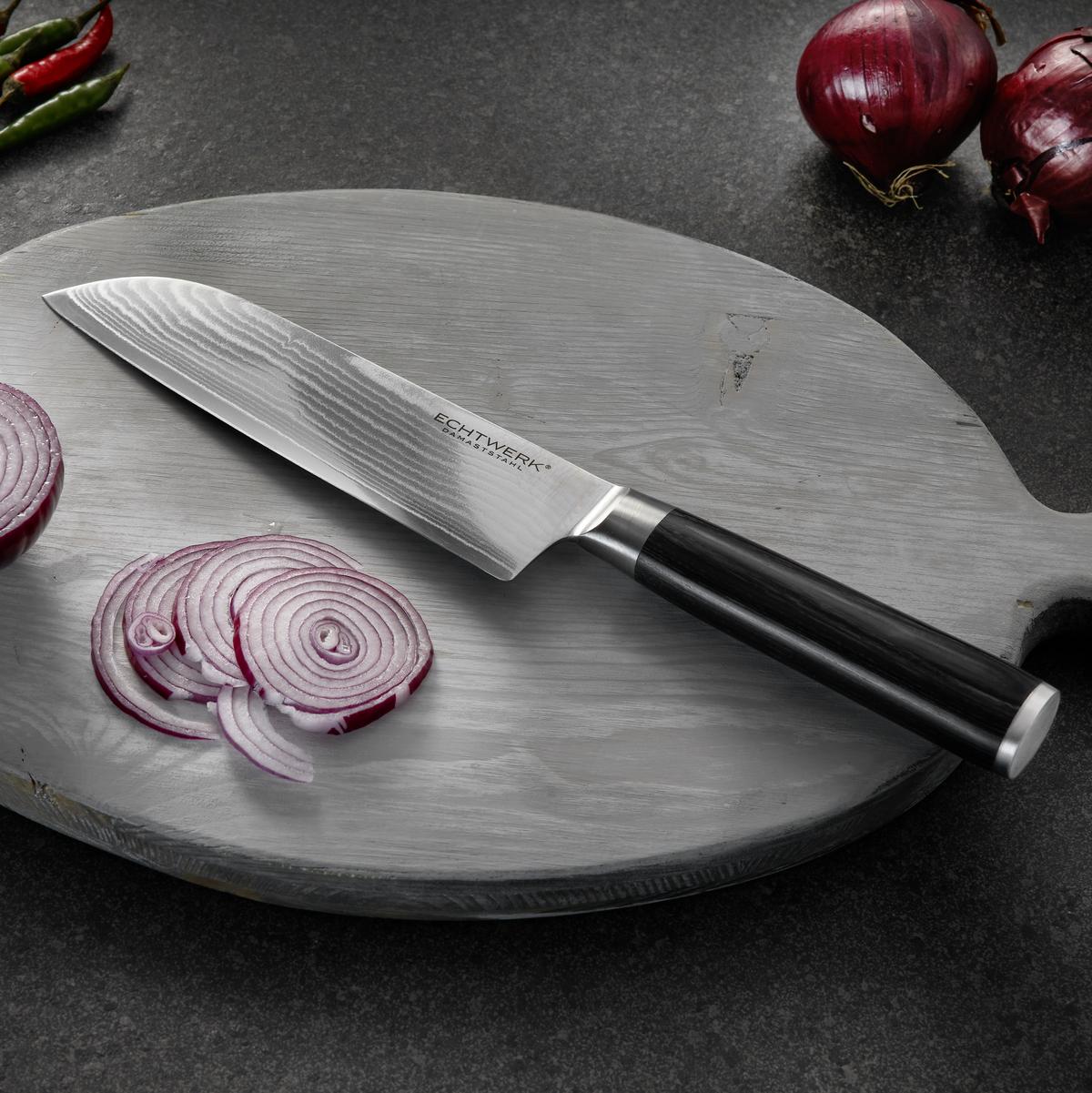 Nož Santoku Damaszener - barve nerjavečega jekla, Moderno, kovina (30,5cm) - Echtwerk