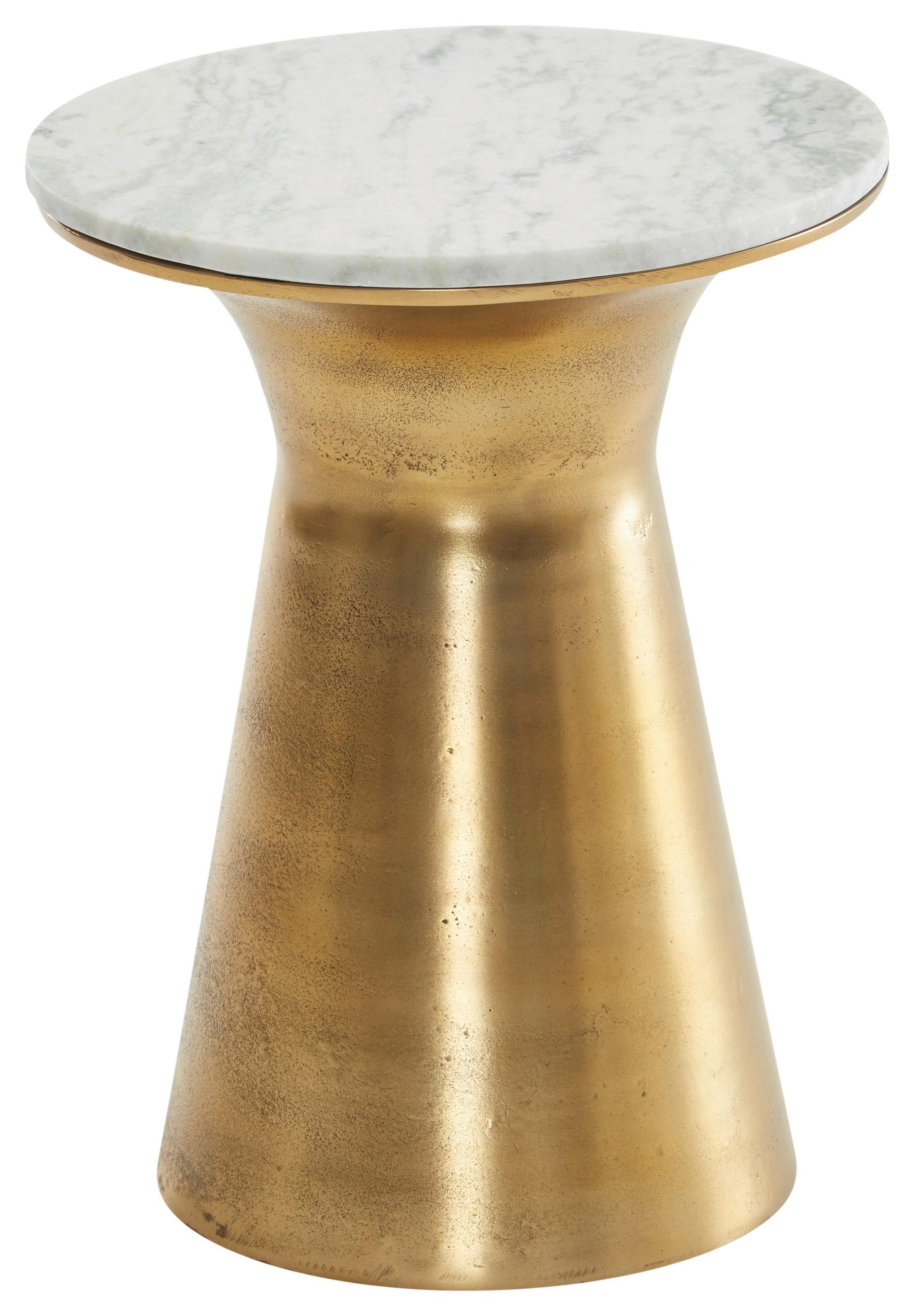 BEISTELLTISCH WL6.627 - Weiss/Goldfarben, Design, Stein/Metall (35/45cm) - MID.YOU