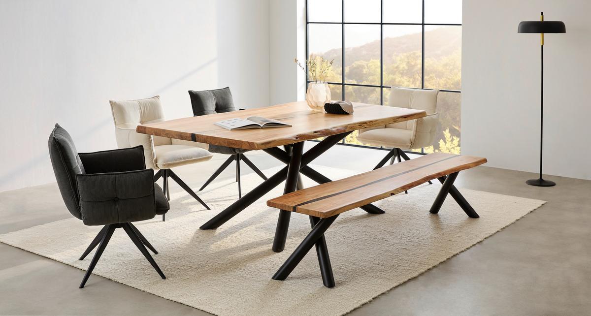 KRZESŁO Z PODŁOKIETNIKAMI COCO - antracytowy/czarny, Design, metal/tkanina (63,5/85/63,5cm) - Novel