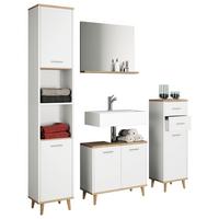 Kopalnica Landos, Bela, Hrast - bela/medeni hrast, Moderno, leseni material (124cm) - MID.YOU