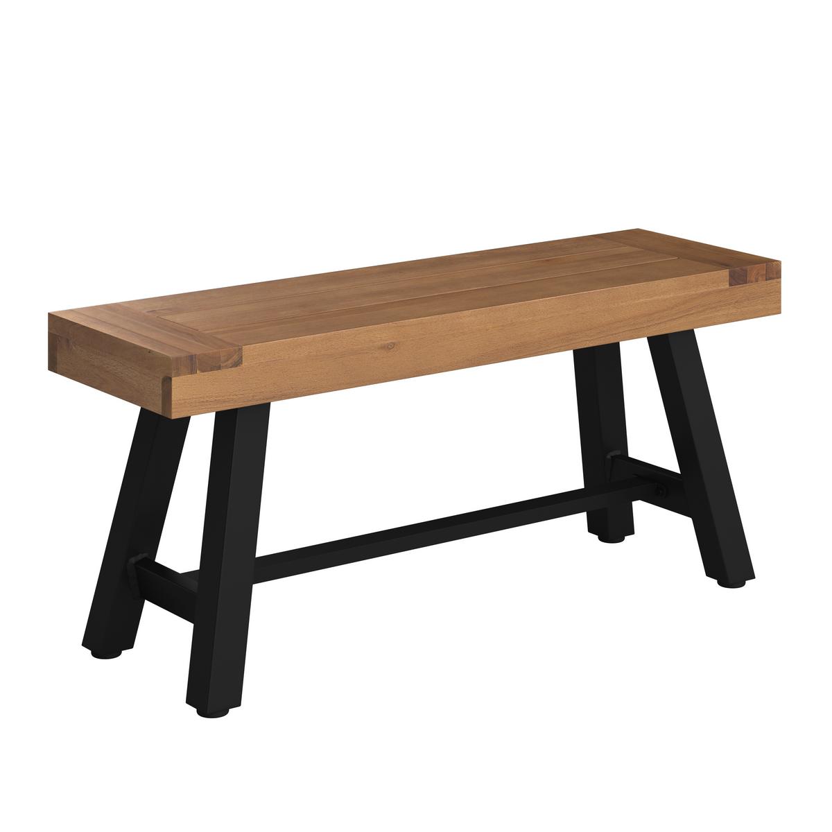 ŁAWKA OGRODOWA SPLITWORK 100 - kolor akacjowy/czarny, Design, metal/drewno (100/45/31cm) - Ambia Garden