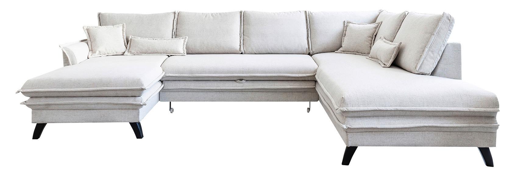 DUŻY NAROŻNIK CHARMING CHARLIE BEIGE - beżowy/czarny, Basics, materiał drewnopochodny/drewno (150/300/200cm) - MID.YOU