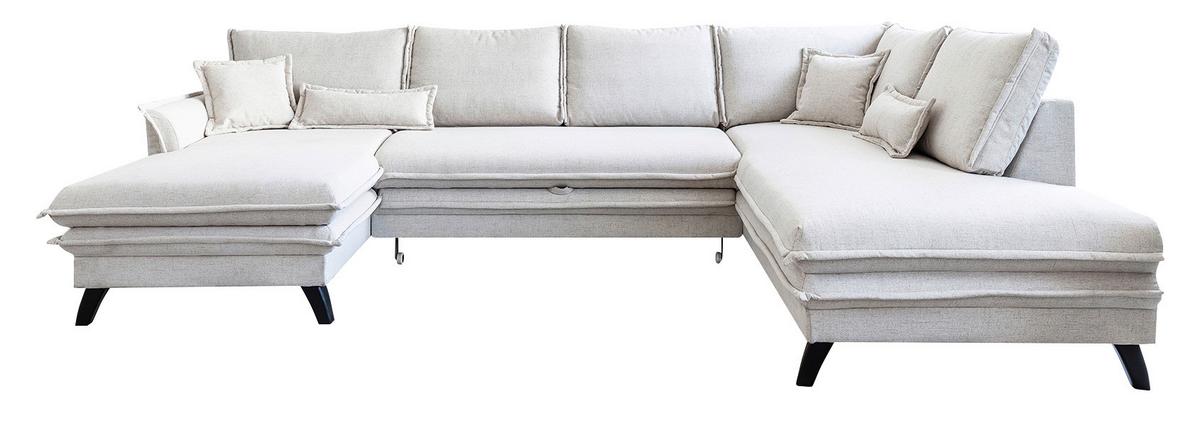 DUŻY NAROŻNIK CHARMING CHARLIE BEIGE - beżowy/czarny, Basics, materiał drewnopochodny/drewno (150/300/200cm) - MID.YOU