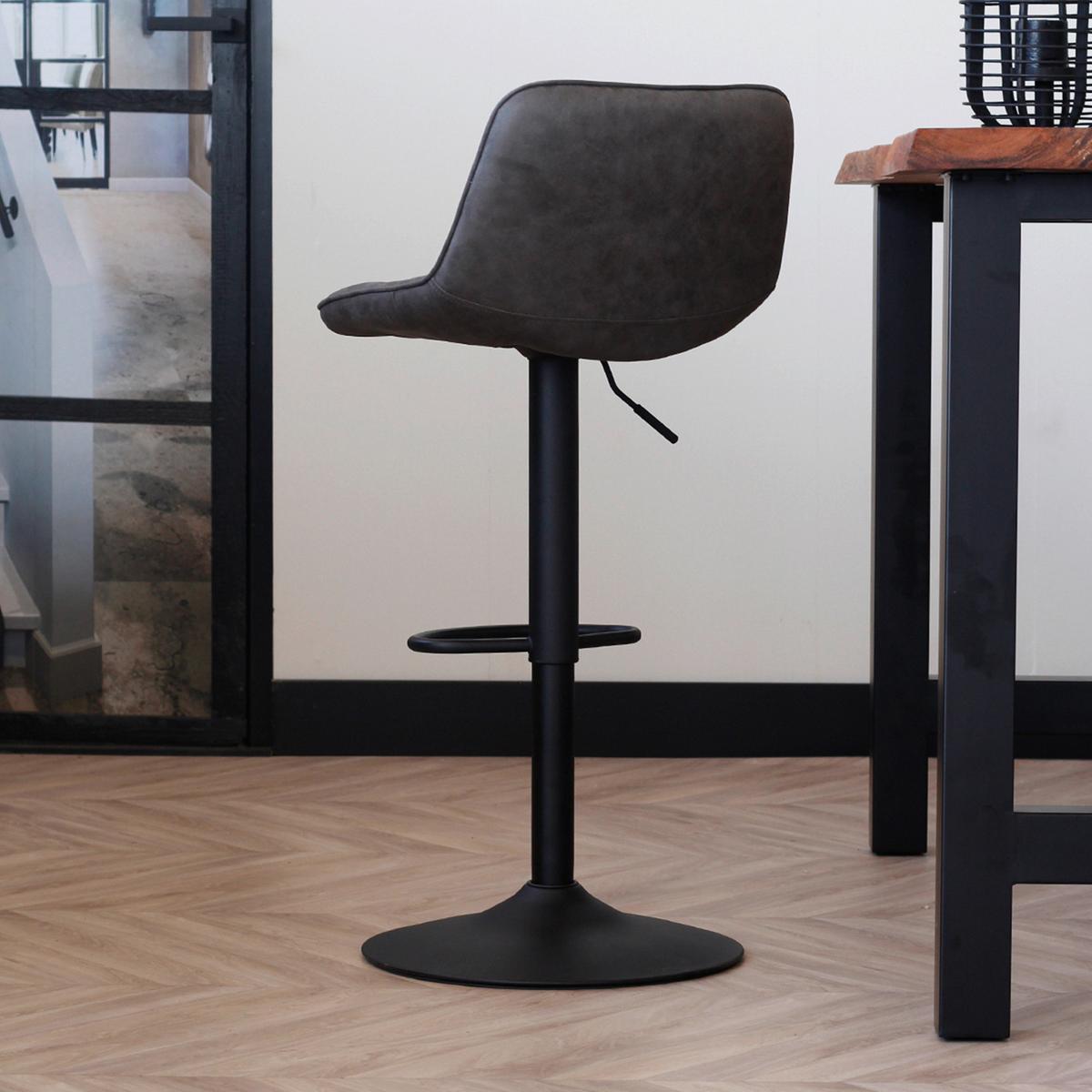 Barhocker-Set Ezra ca. 49x87 cm 2er-Set Anthrazit - Anthrazit/Schwarz, LIFESTYLE, Textil/Metall (49/87/43cm) - MID.YOU