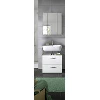 Badezimmer-Set ICE 2-teilig, Weiß Hochglanz - Weiß Hochglanz/Silberfarben, MODERN, Glas/Holzwerkstoff (60cm) - MID.YOU