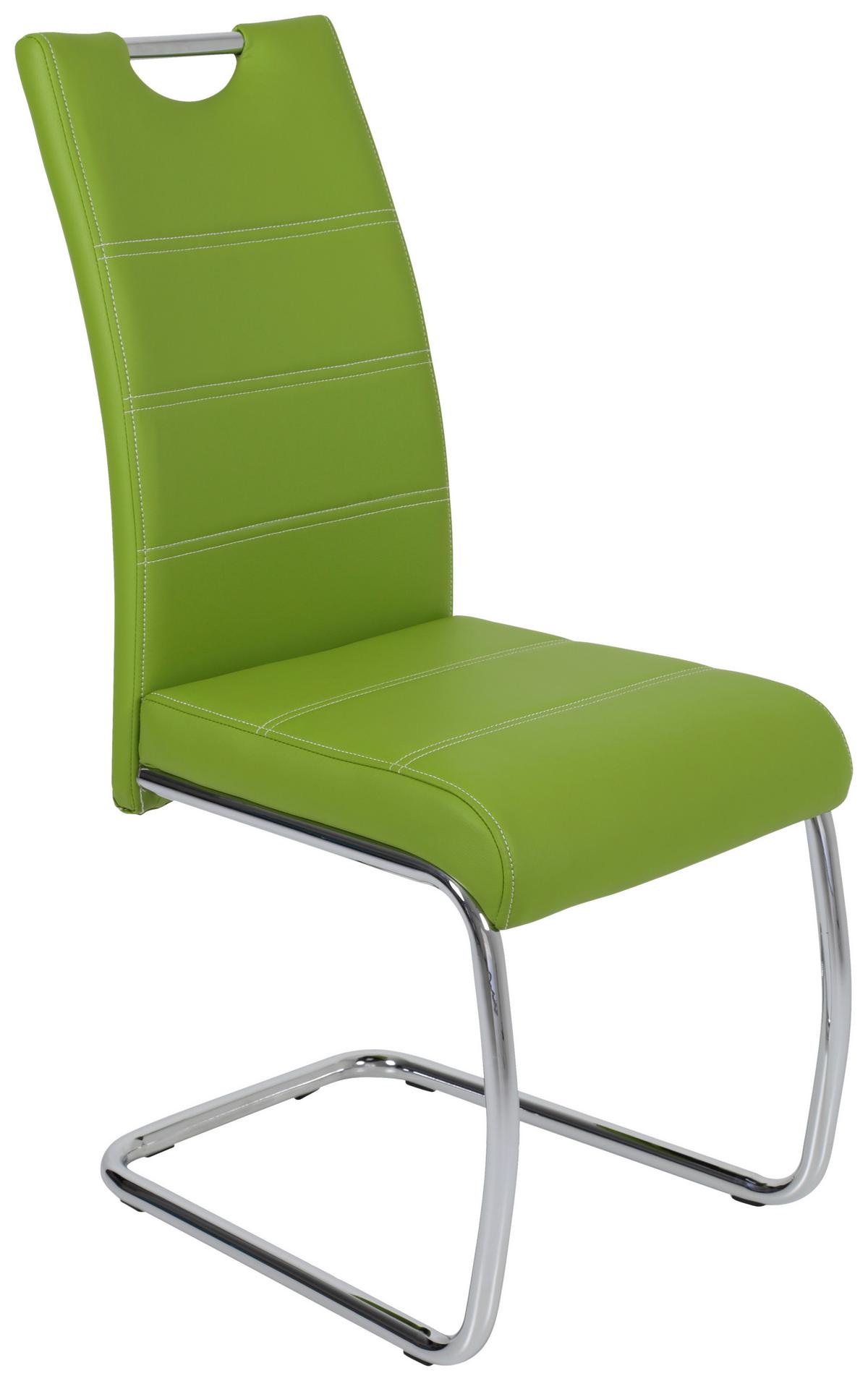 KRZESŁO NA PŁOZIE FLORA S - zielony/biały, Design, metal/tkanina (43/98/59cm) - Carryhome