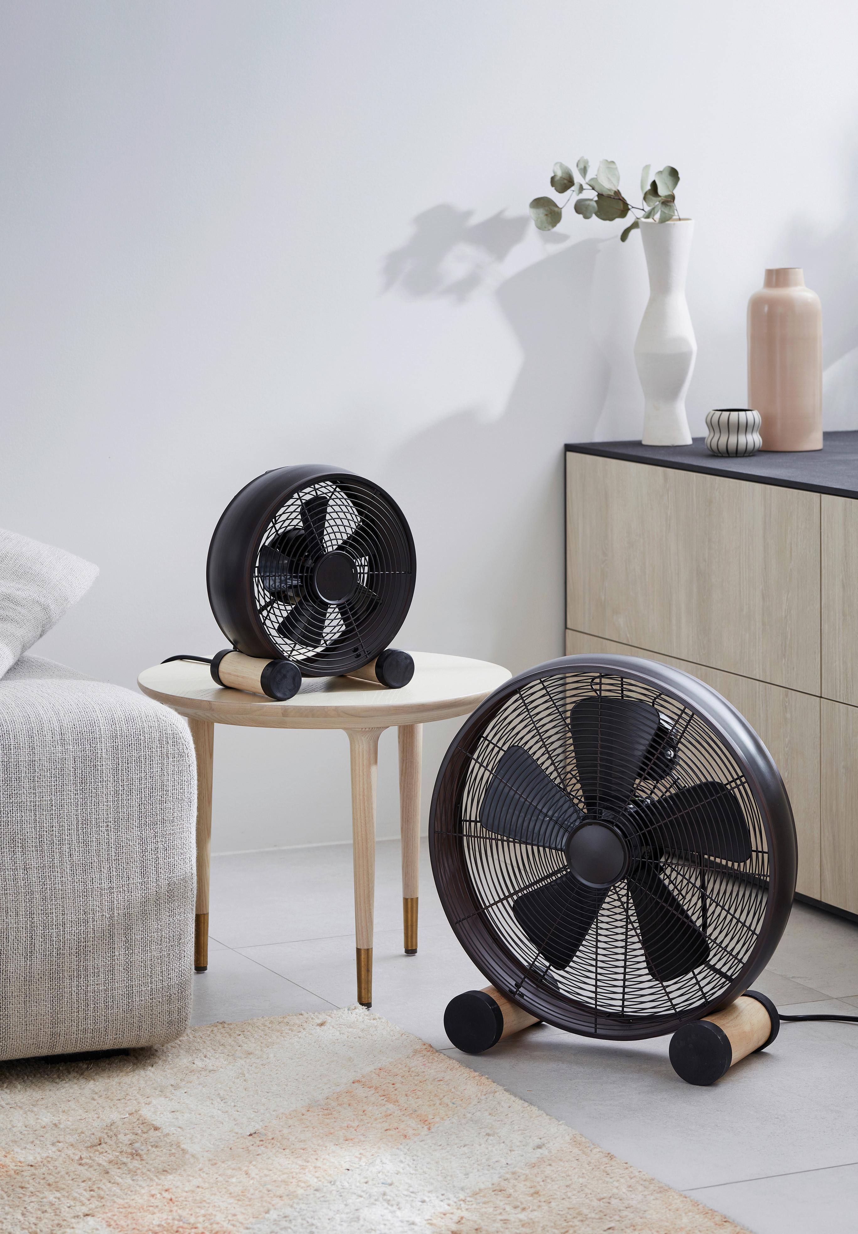 Bodenventilator Floor Fan BK Kieferfarben max. 50 Watt - Schwarz/Kieferfarben, Basics, Holz/Metall (47/46/19cm)