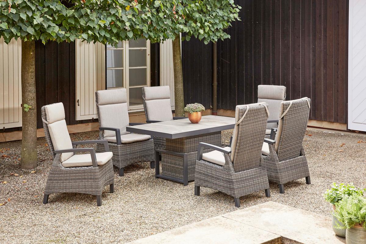 Loungegarnitur Corido 7-tlg. Grau - Grau, Basics, Keramik/Kunststoff (72/103/93cm) - Siena Garden
