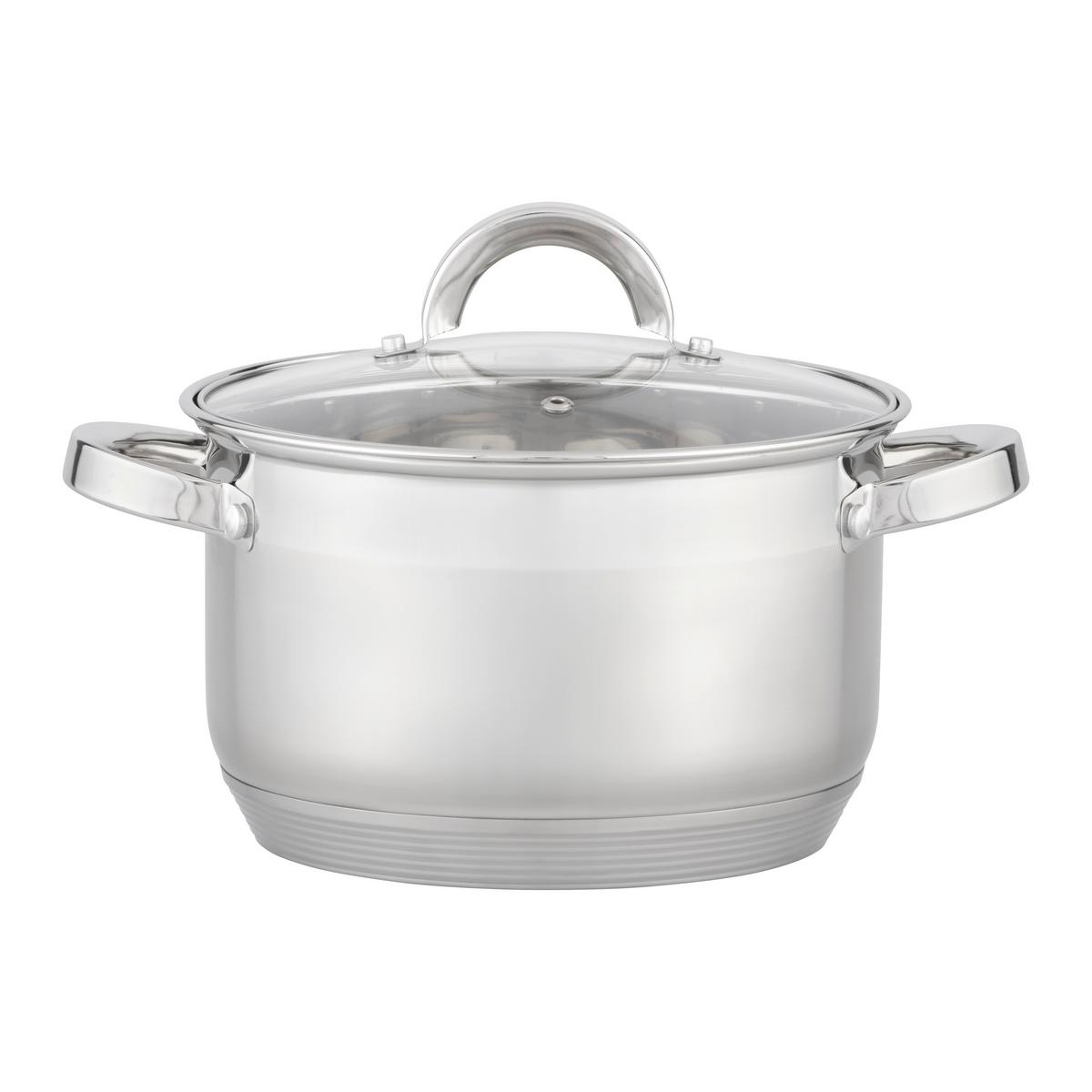 Kochtopfset Isik Silberfarben, 6-teilig - Klar/Silberfarben, KONVENTIONELL, Glas/Metall - Based