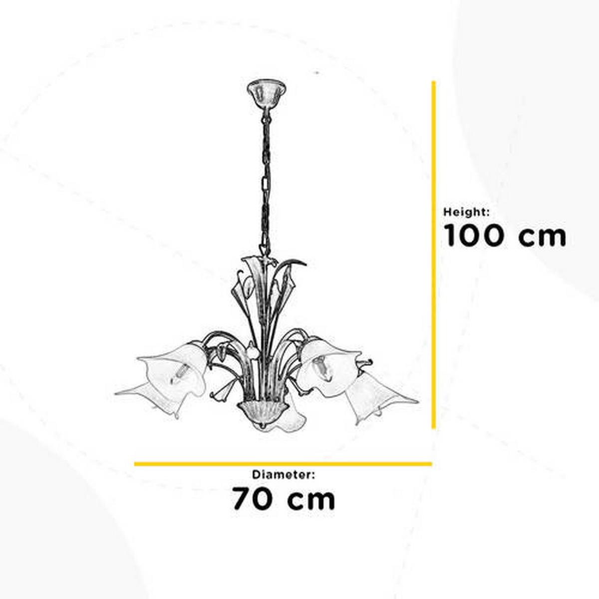 Kronleuchter Lucrezia Bronzo Bronzefarben max. 6 Watt - Bronzefarben, Natur, Glas/Metall (70/100cm)
