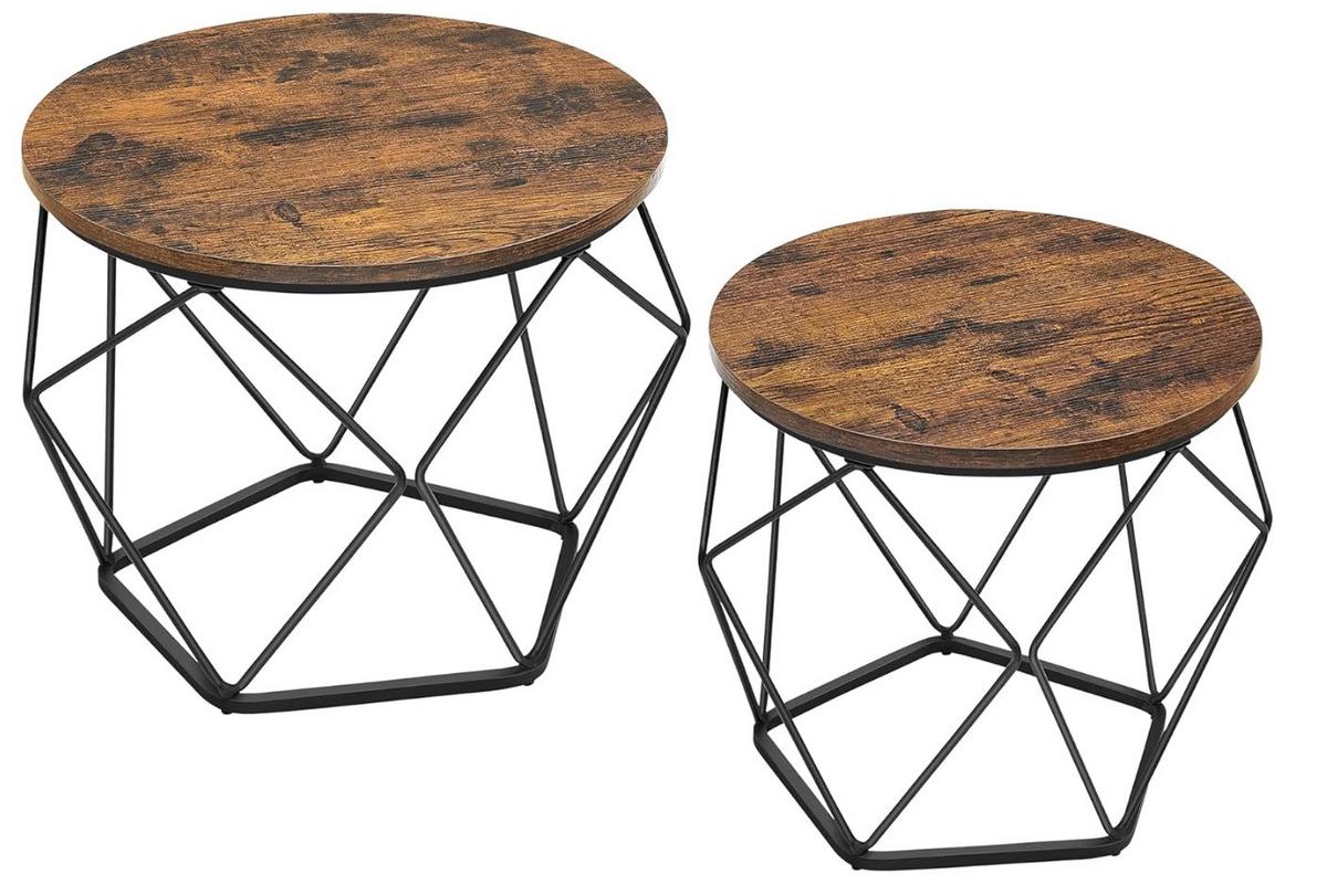 Couchtisch Ø ca. 60 cm Braun/Schwarz - Schwarz/Braun, MODERN, Holzwerkstoff/Metall (60/60/45cm) - MID.YOU