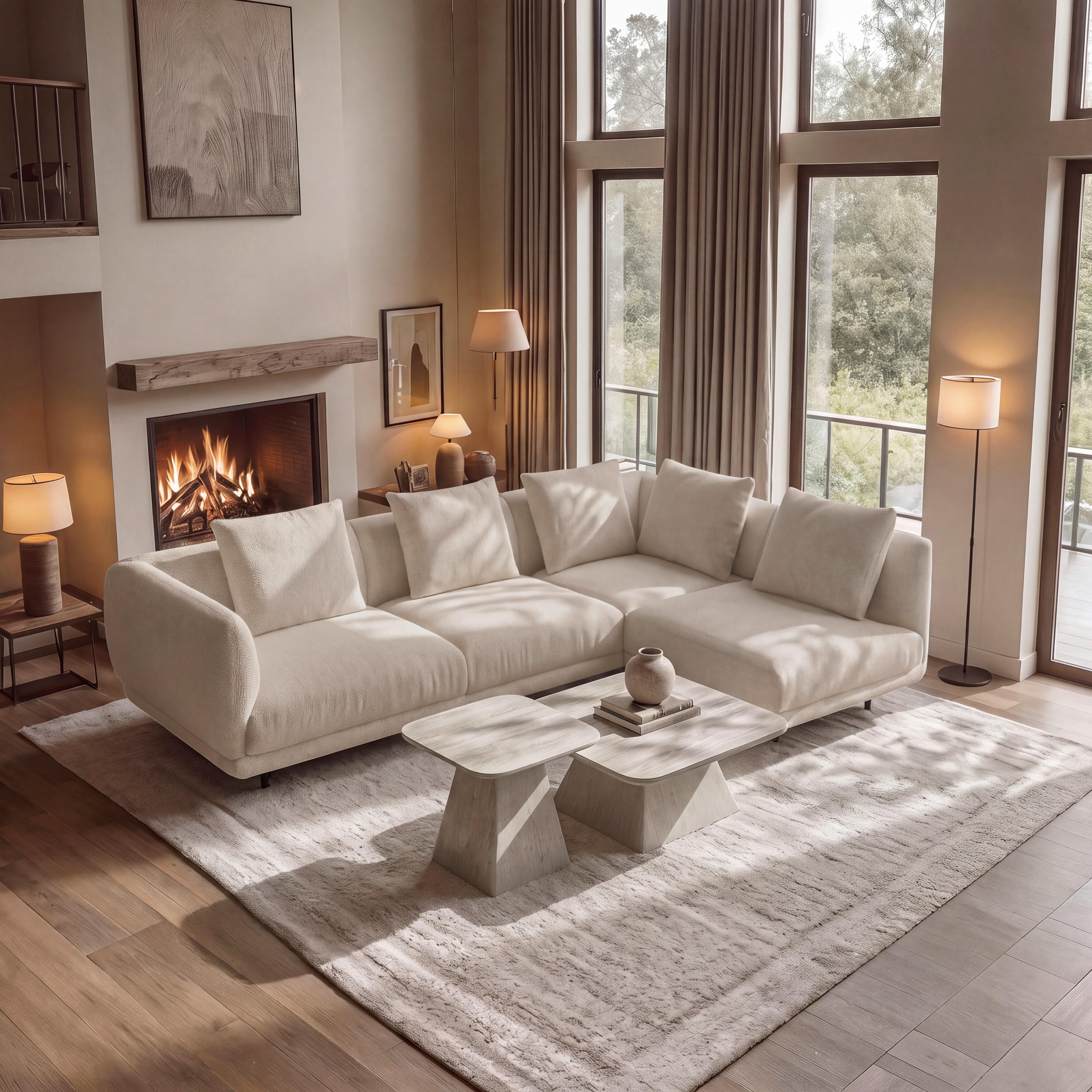 Wohnlandschaft Celina Webstoff Hellgrau - Hellgrau/Schwarz, MODERN, Holz/Textil (278/180cm) - Bessagi Home