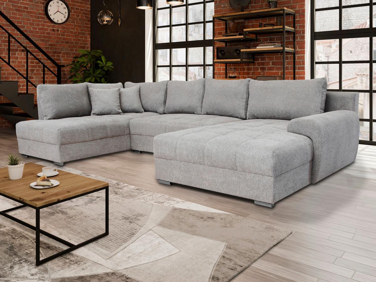 Kutna Garnitura Senso - svijetlo siva/boje kroma, Moderno, tekstil/drvo (197/346/183cm) - Modern Living