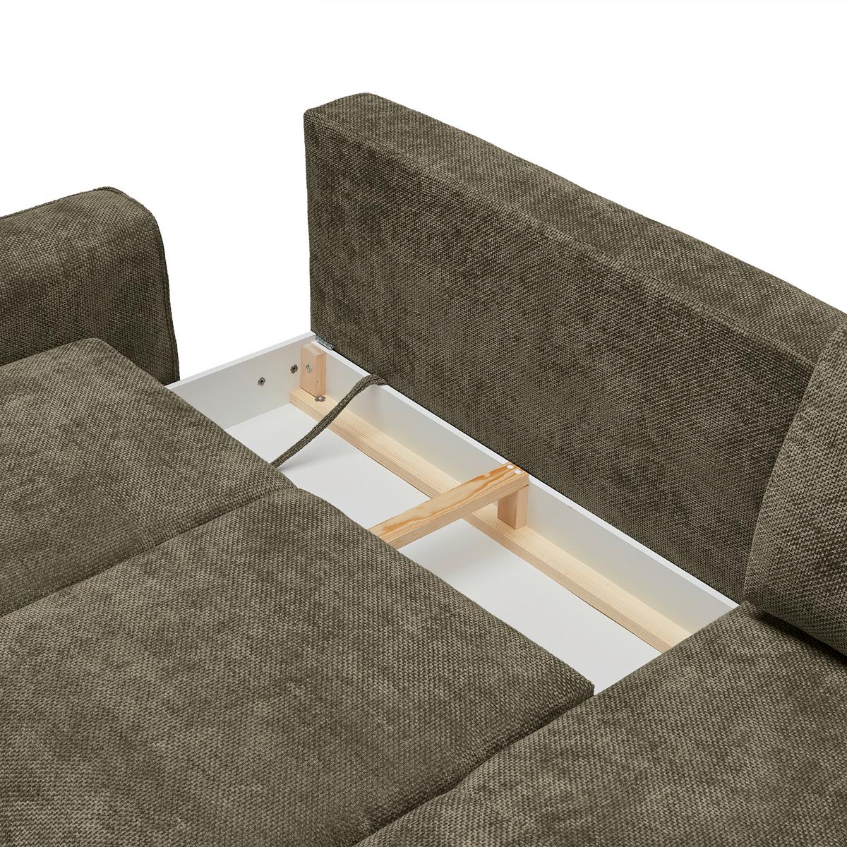 Ecksofa Custom Olivgrün - Schwarz/Olivgrün, MODERN, Textil/Metall (255/85/164cm) - Mömax