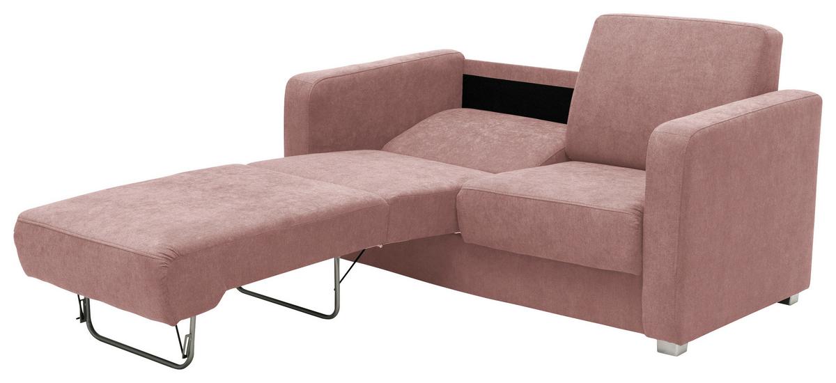 Schlafsofa Mia Rosa Mikrofaser - Chromfarben/Altrosa, Design, Kunststoff/Textil (159/88/87cm) - Livetastic
