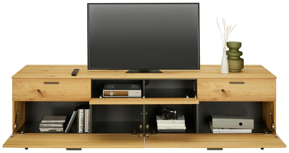 TV-Element in Wildeiche - Wildeiche/Schwarz, Modern, Holzwerkstoff/Metall (203/59/50cm) - Premium Living